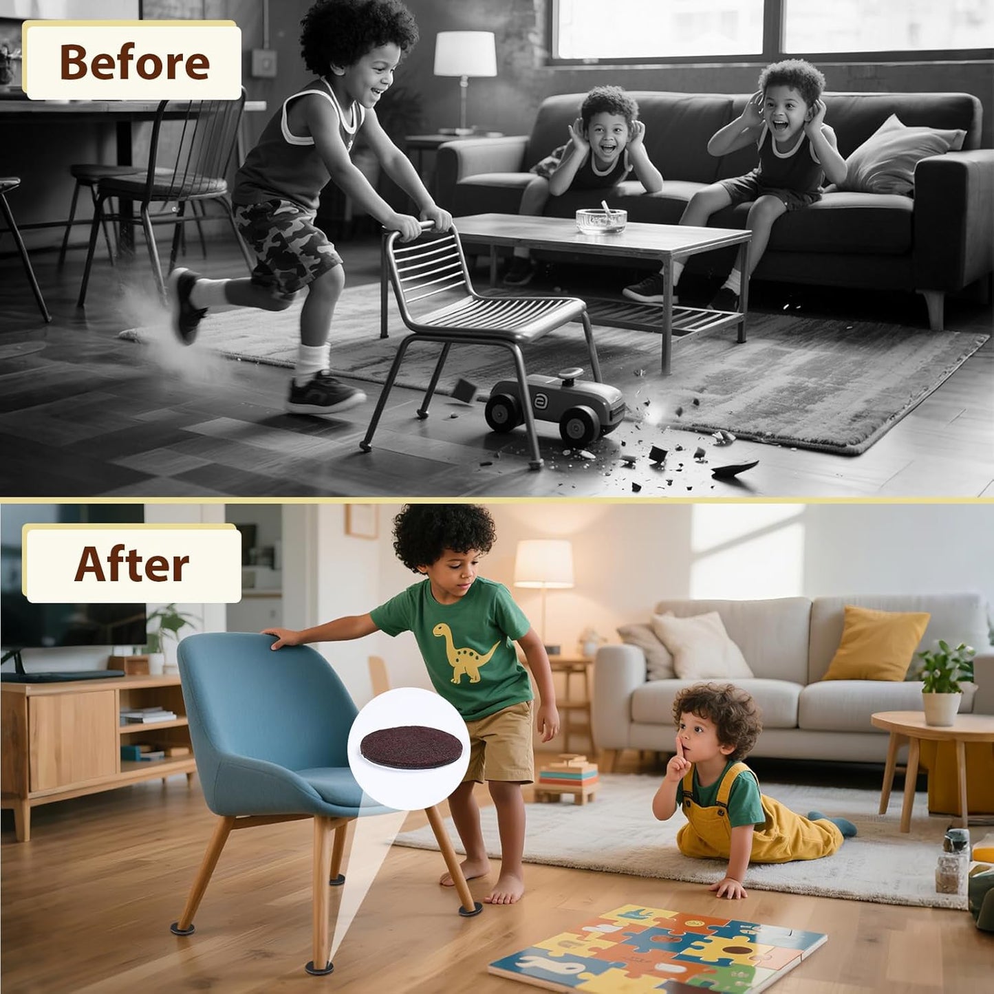 Ezprotekt 330 Pcs Felt Furniture Pads for Hardwoods Floors, Self Adhesive Cuttable Chair Felt Pads, Anti-Scratch Furniture Feet Floor Protectors Pads for Desk Sofa Bed Table Cabinet (Brown)