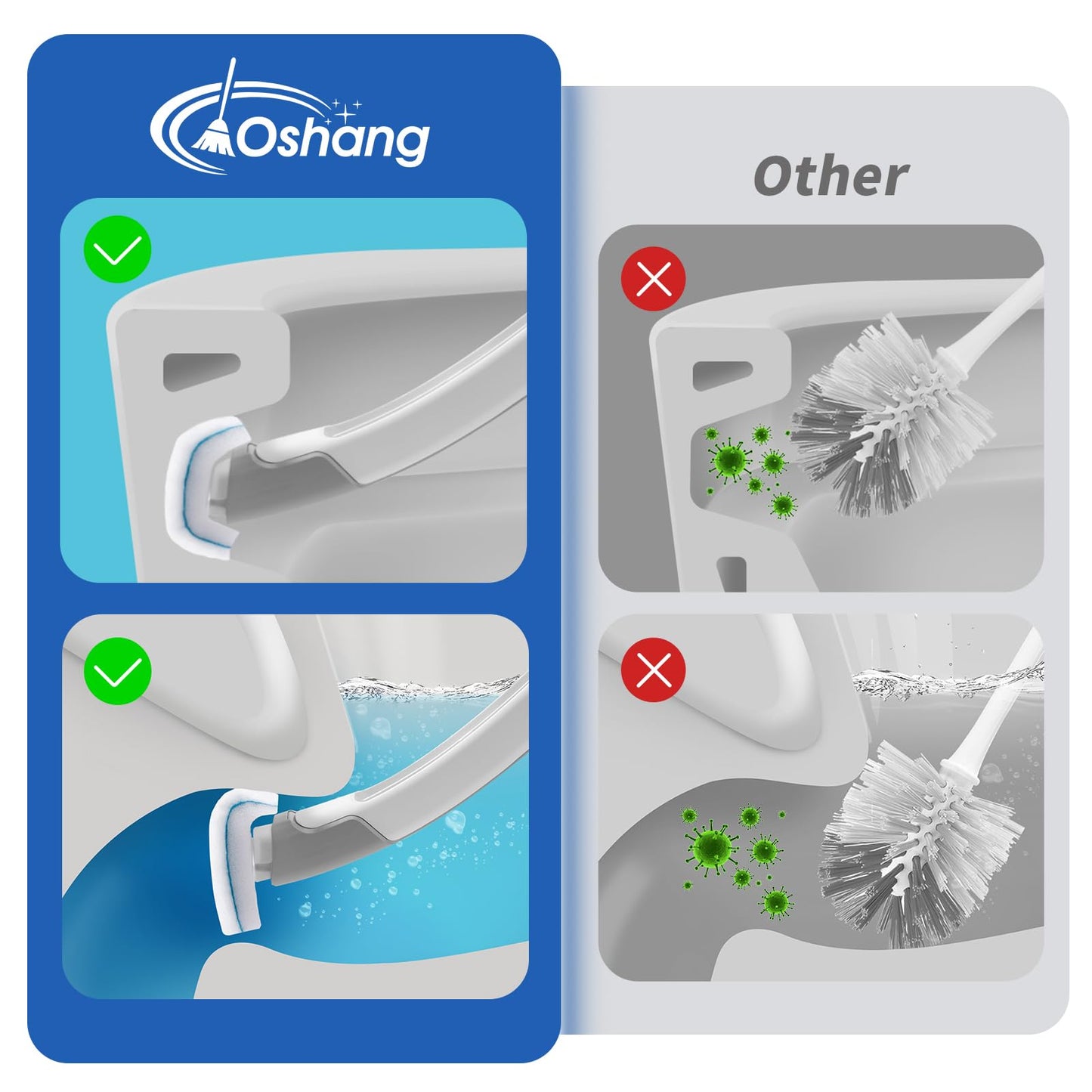 oshang Disposable Toilet Brush - Toilet Bowl Cleaner, Toilet Cleaning Supplies, Toilet Brush with