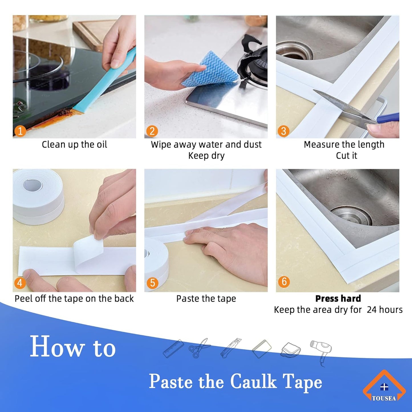 Caulk Tape Self Adhesive,Caulking Tape for Bathroom Sealant Strip Caulk Strip,Waterproof Caulking Sealing Tape for Bathroom,Toilet,Kitchen Countertop,Bathroom,Toilet