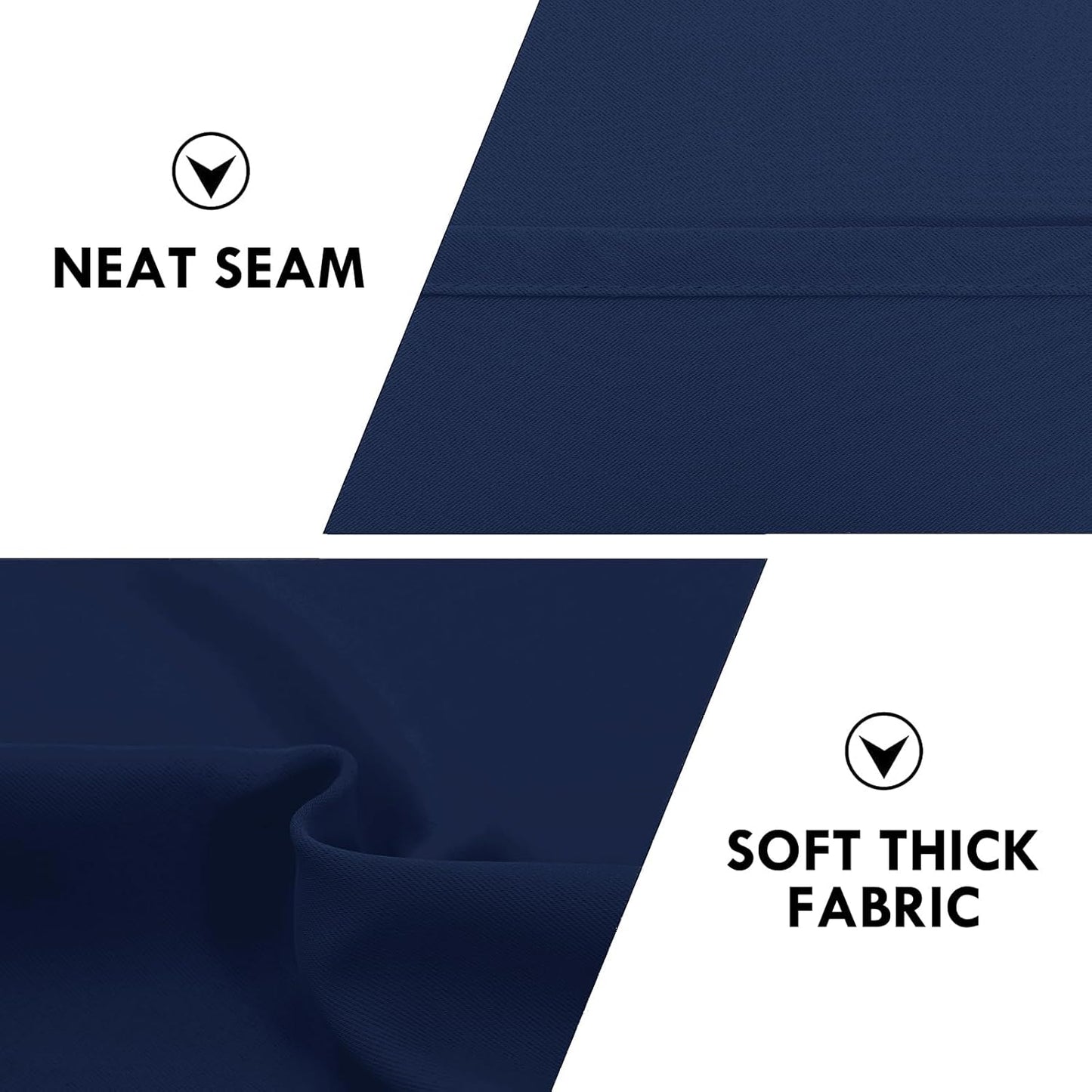 DWCN Short Blackout Curtains for Bedroom 45 Inches Long 2 Panels Set, Solid Thermal Insulated Energy Saving Window Treatment Drapes, Rod Pocket Curtains for Kids Boys Room (W52 x L45 Inch, Navy Blue)