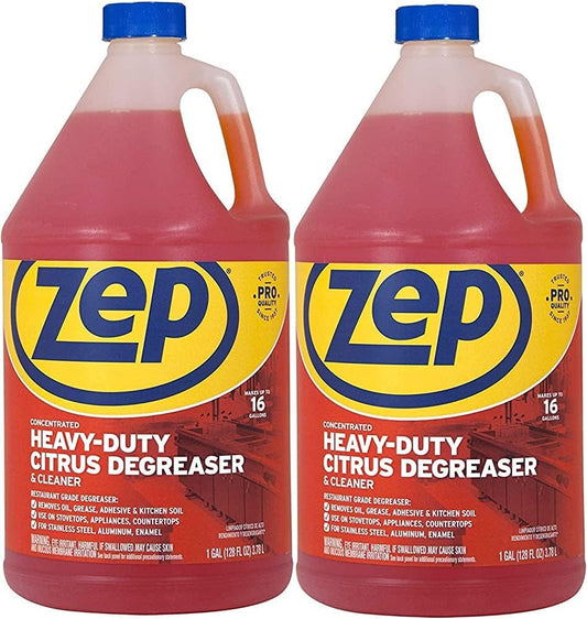 Zep Heavy-Duty Citrus Degreaser Refill - 1 Gallon (Case of 2) ZUCIT128 - Professional Strength Cleaner and Degreaser, Concentrated Pro Formula