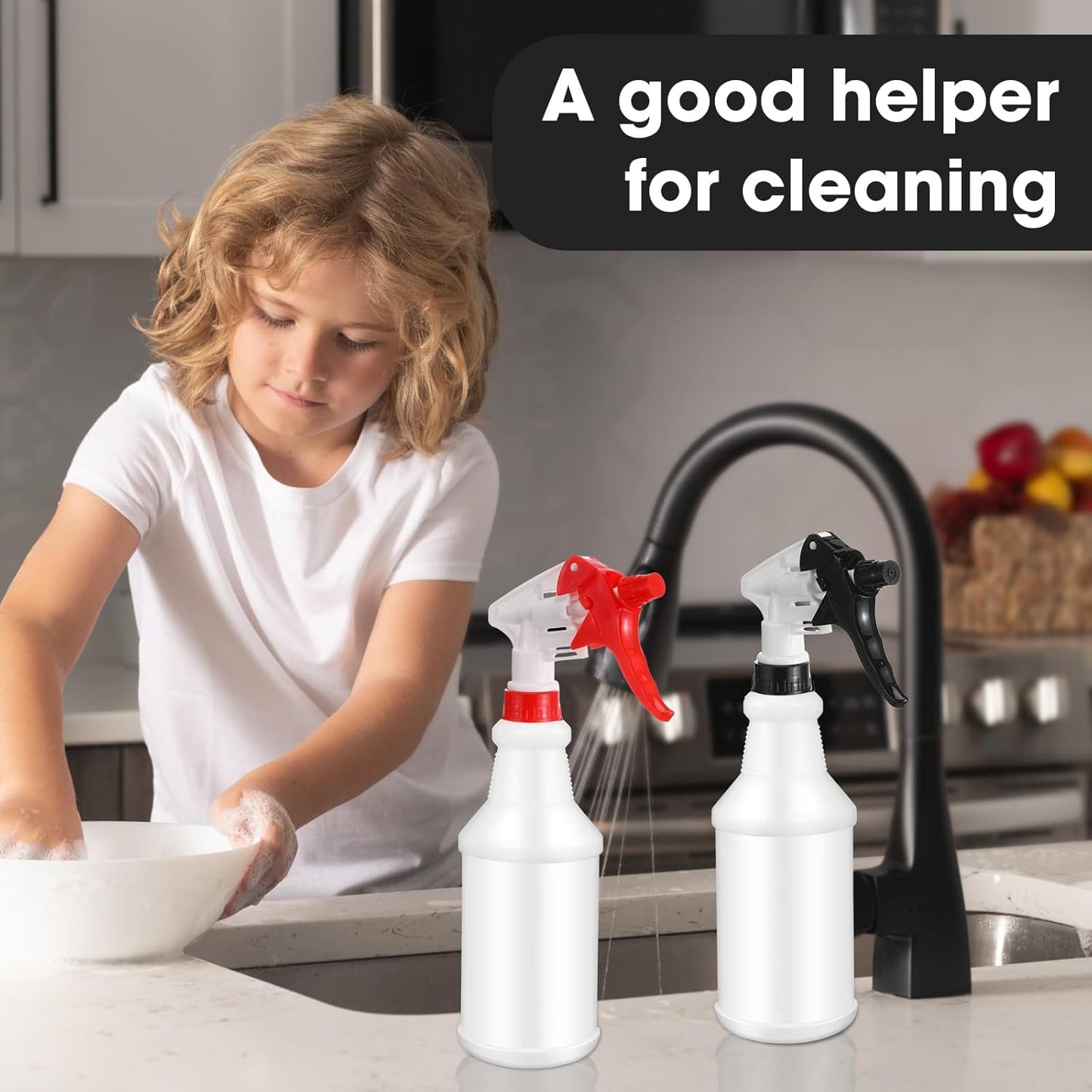 Eccliy 12 Pcs 16 Oz Plastic Spray Bottle, Adjustable Empty Reusable Sprayer for Cleaning, Planting, Water, Bathroom and Kitchen, BBQ, Commercial and Residential(Red, Black,Original)