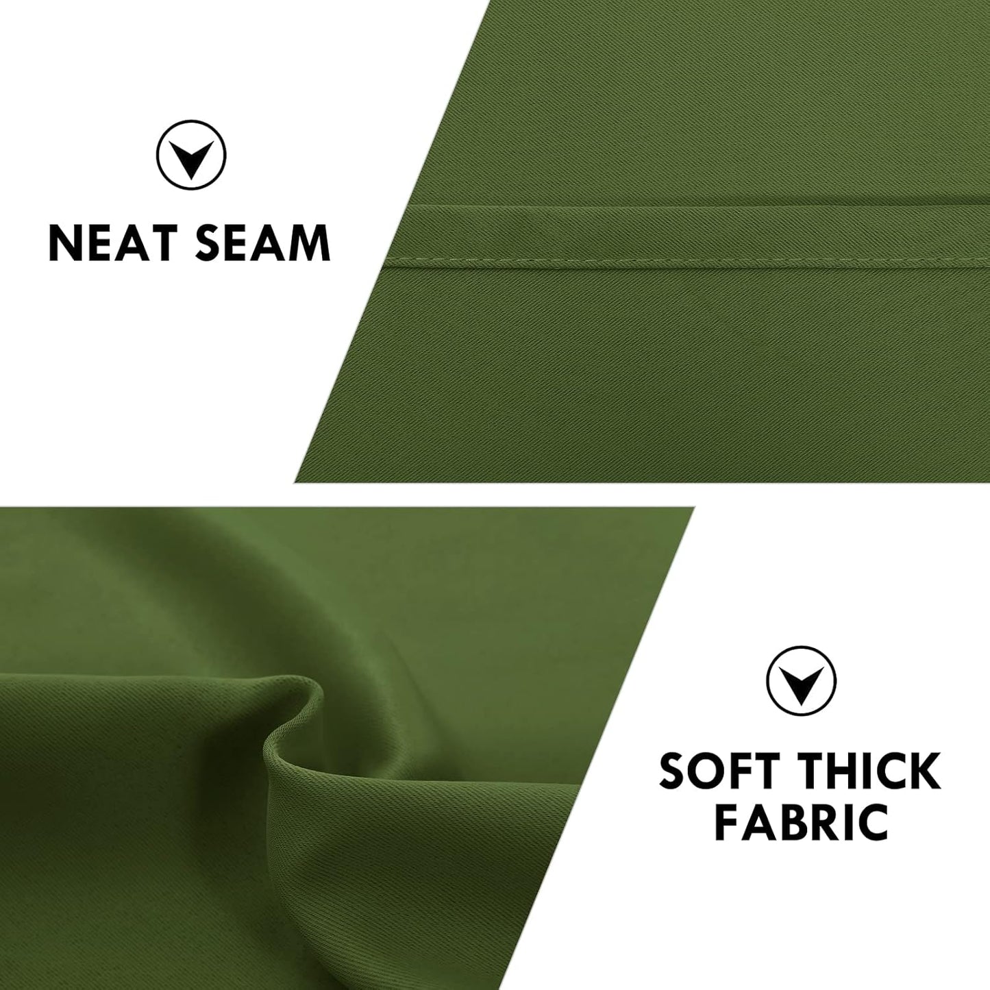 DWCN Olive Green Room Darkening Blackout Curtains - Thermal Insulated Privacy Energy Saving Window Curtain Drapes 38 x 63 inch Length, Set of 2 Bedroom Living Room Curtains