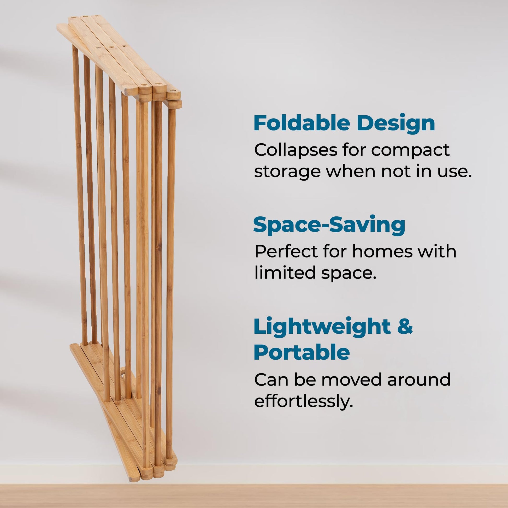 Honey-Can-Do Collapsible Bamboo Drying Rack – Sturdy & Foldable Laundry Drying Rack, Space-Saving &
