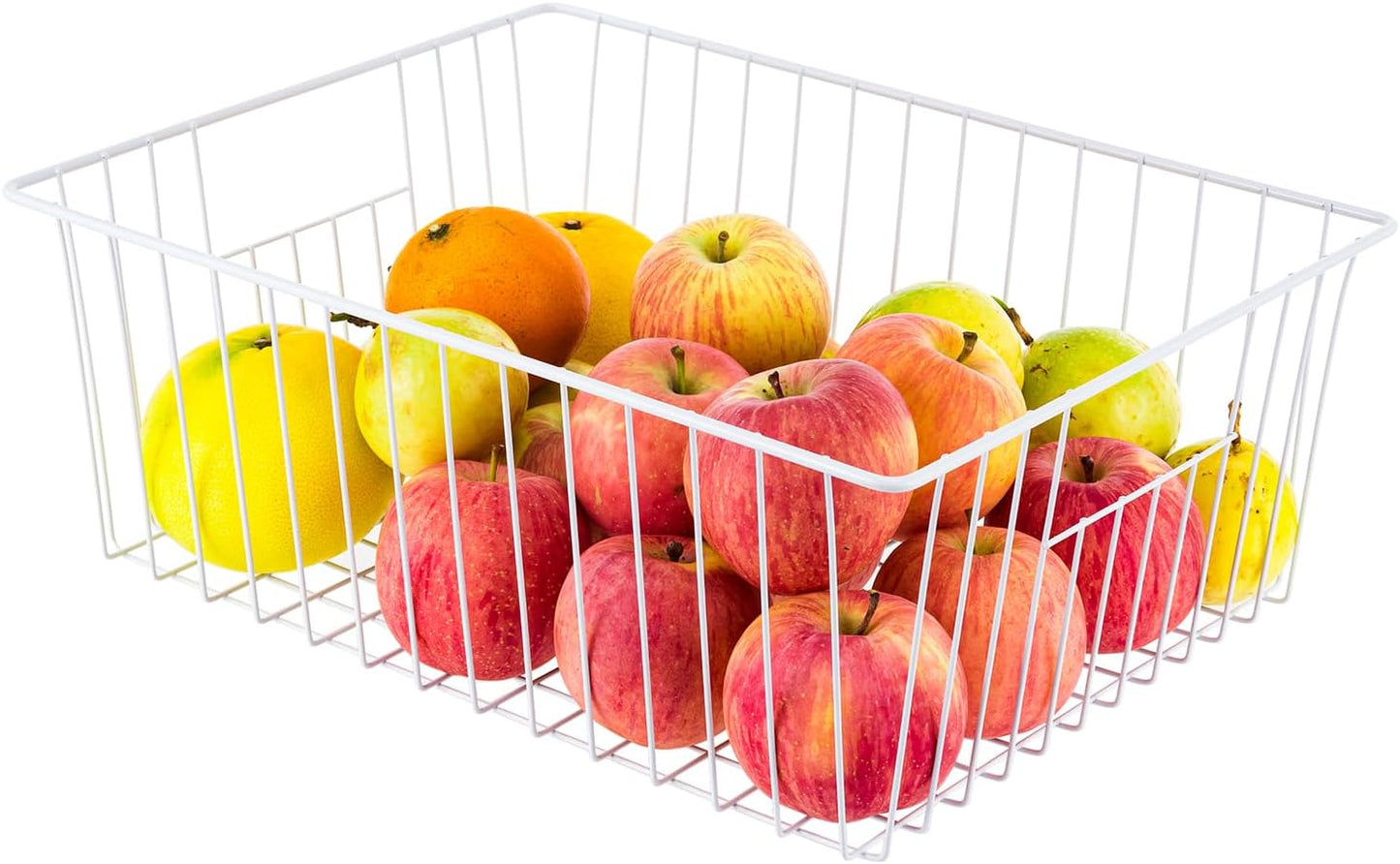 Freezer Organizer Bins, Upright Freezer Baskets for 16, 17, 21 cu.ft Standup Freezer, Wire Storage Baskets with Built-in Handles, 4Pcs, White