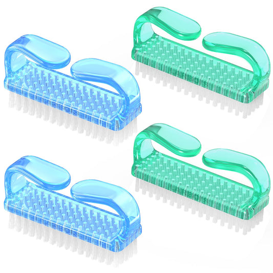 Handle Grip Nail Brush, Hand Fingernail Brush Cleaner Scrubbing Kit Pedicure for Toes and Nails Men Women (4 Pack)