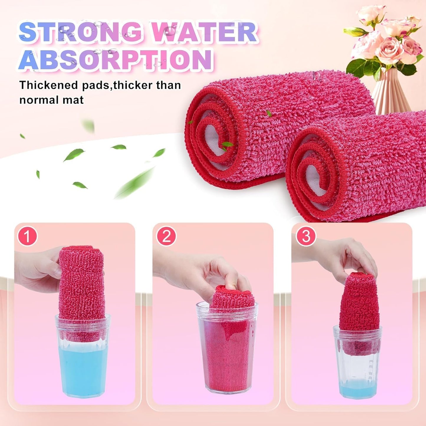 Replacement Microfiber Mop Pads Compatible with Rubbermaid Reveal Spray Mop with Washable Pads, 16.5" Reusable Wet & Dry Mop Replacement Pads Fit for Any Microfiber Reveal Flat Mops(8 Pack)