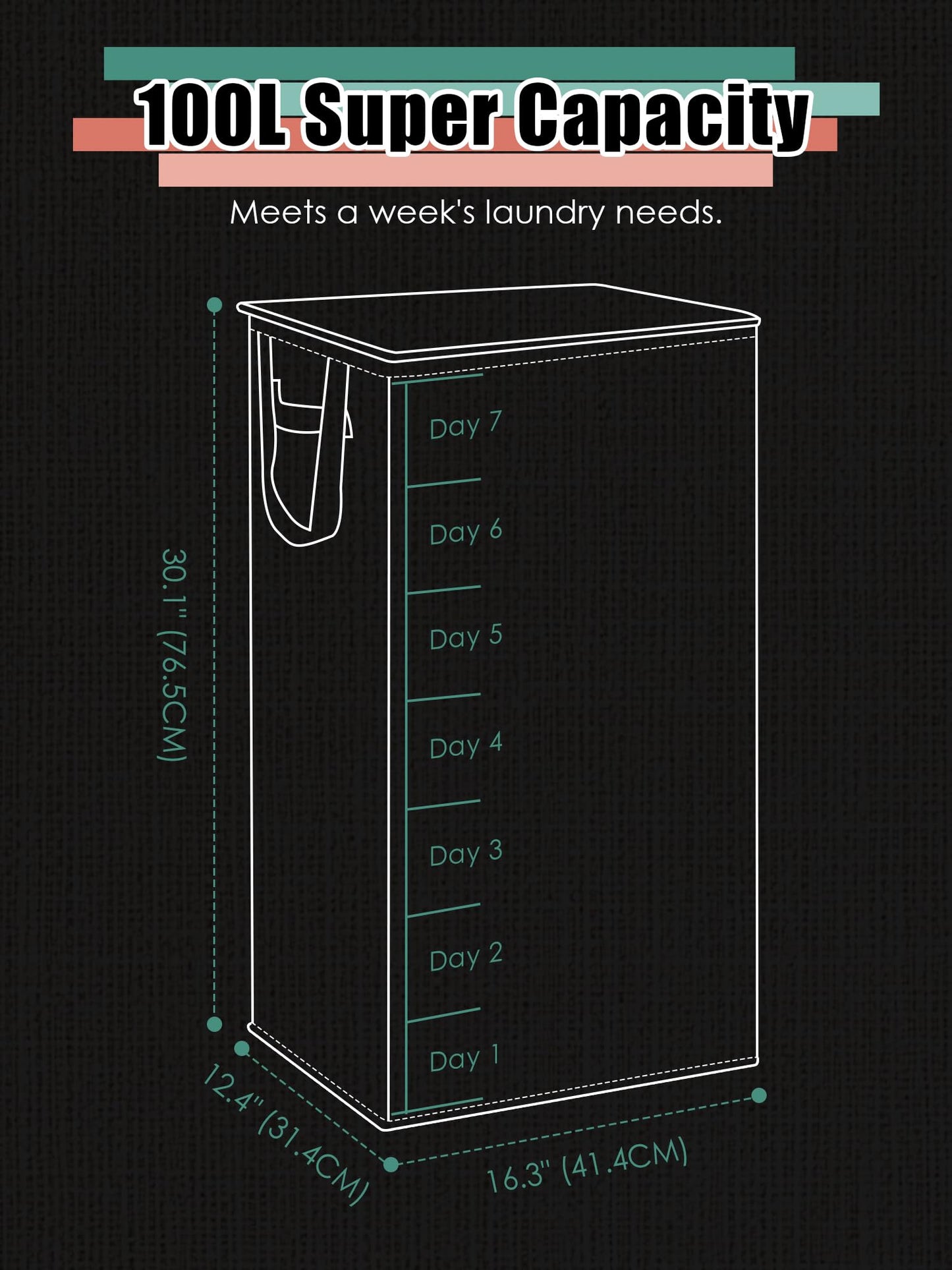 WTREE Laundry Hamper with Lid, Reinforced Sturdy Clothes Hamper with Anti-Puncture Base, Large