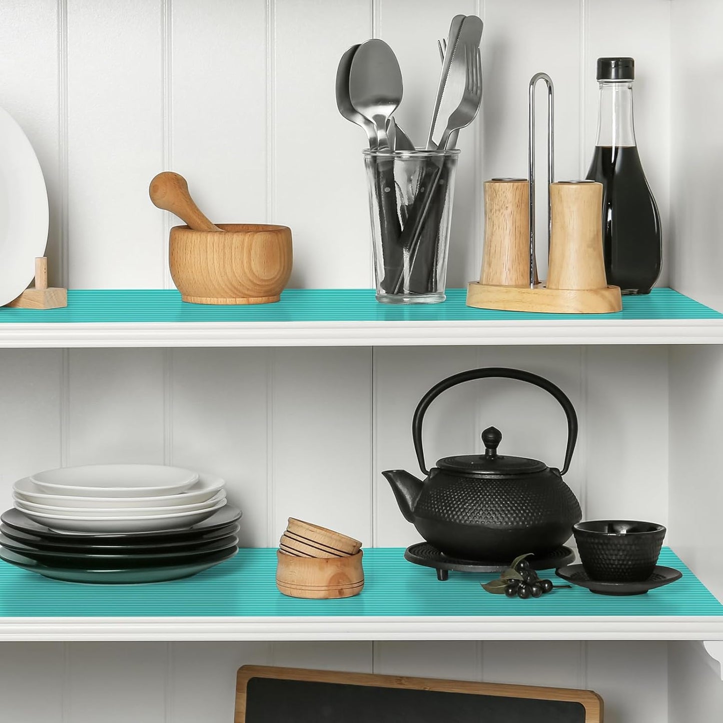 Shelf Liners for Kitchen Cabinets Drawer Liner Non Adhesive Cupboard Mat EVA Material Waterproof Refrigerator Mats Washable Fridge Liner for Cupboard and Desks Liner Blue 11.8 x 236.2 Inches