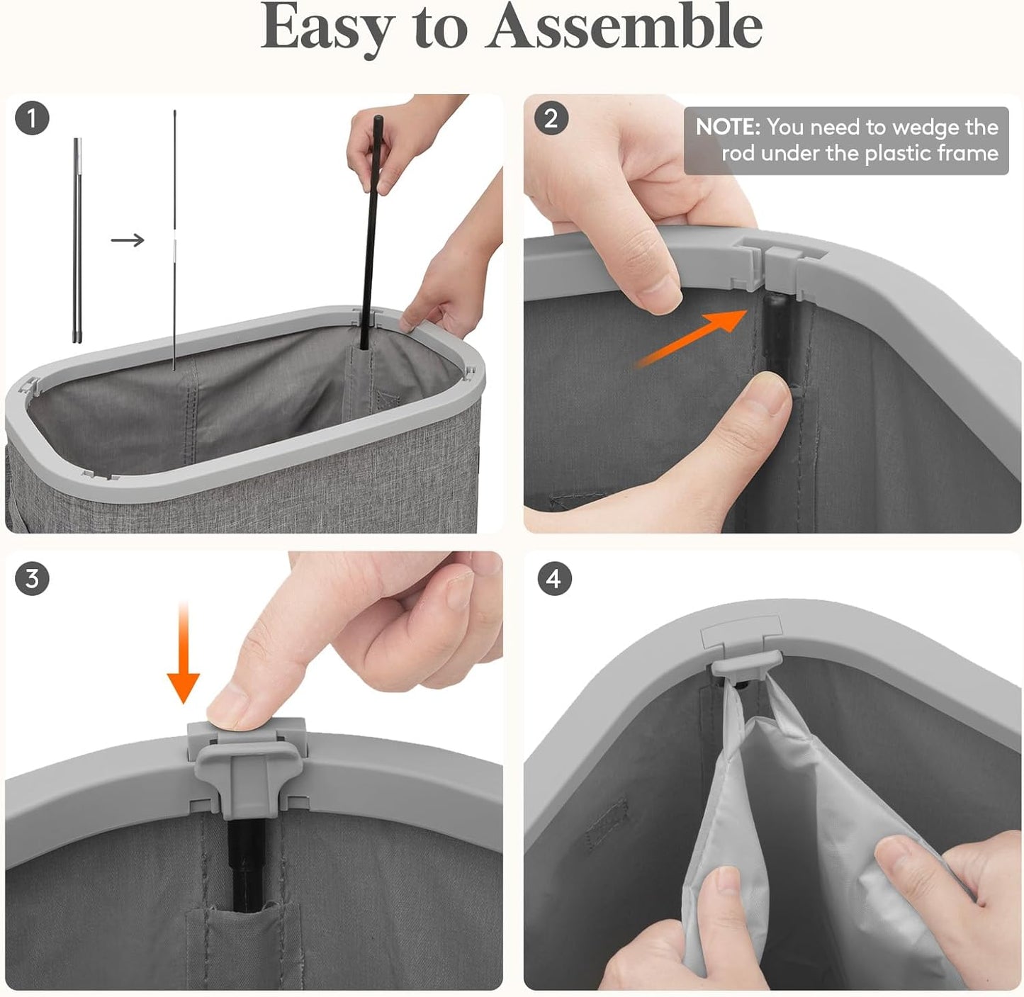 Lifewit 65L Slim Laundry Basket with Lid, Narrow Large Laundry Hamper with Plastic Handles and Removable Bag, Tall Foldable Dirty Clothes Hampers for Laundry Room, Bedroom, Bathroom, Dorm, Gray