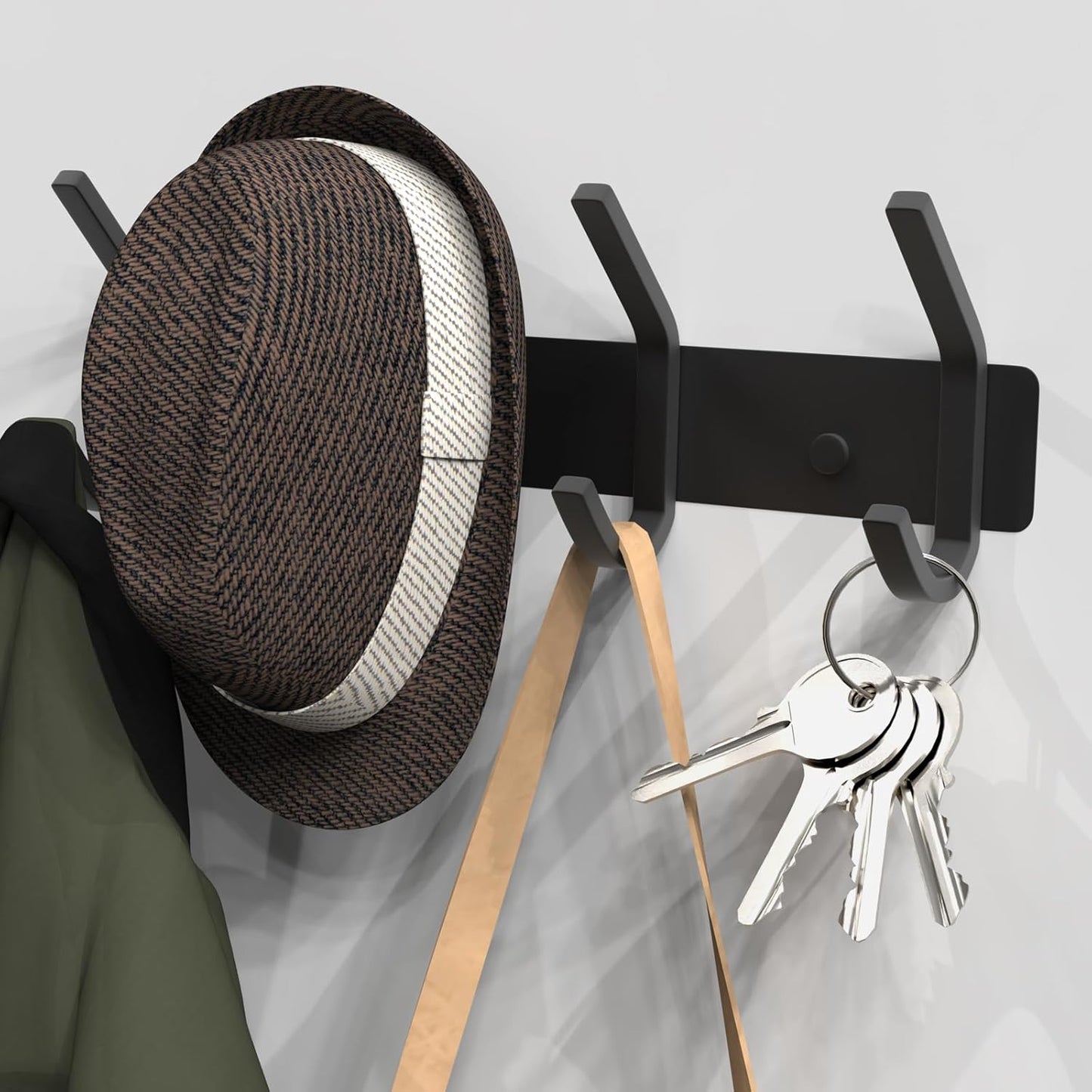 VAEHOLD Wall Hooks, Heavy Duty Aluminum Towel Hooks for Hanging Coat, Hat, Key, Clothes, Closet Hook Wall Mount for Kitchen, Bathroom, Office (“C“ Shape Coat 4 Hooks 1 Pack)