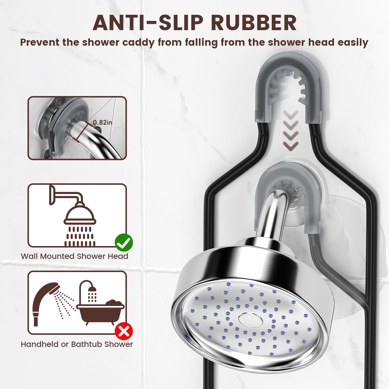 Rustproof Shower Caddy Hanging with Soap Holders for Bathroom, Black