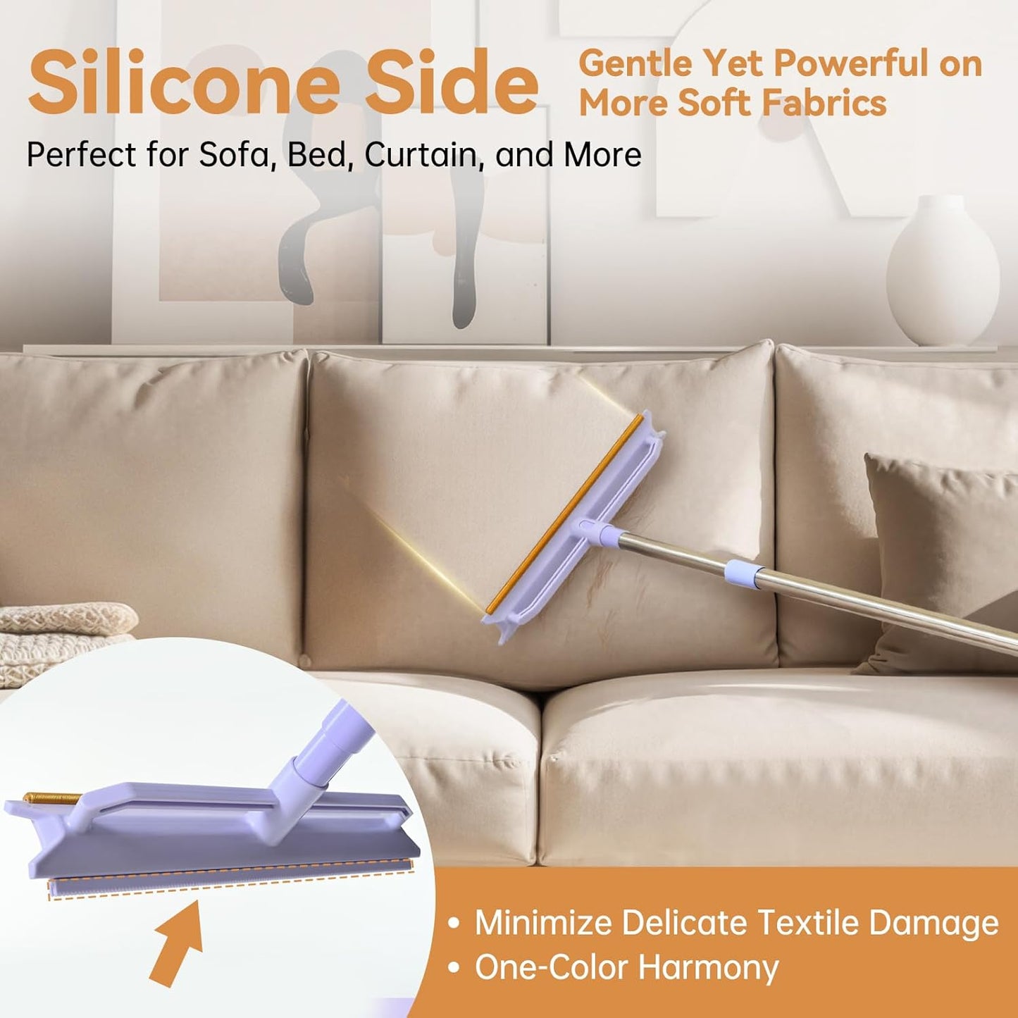 Carpet Rake for Pet Hair Removal, 59” Adjustable Long Handle Carpet Scraper for Cat Dog Hair Deep Cleaner, Reusable Pet Hair Removal Tool for Rugs, Mats, Couch, Sofas, Floor, Car Seats