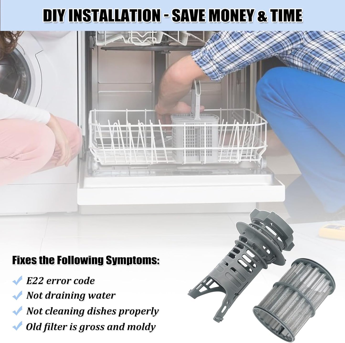 UPGRADED 645038 Dishwasher Drain Mesh Filter - 00645038 Dishwasher Filter Replacement 00651097