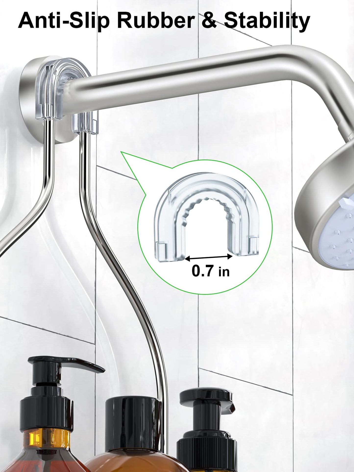 SMARTAKE Hanging Shower Head Caddy, Shower Shelf Organizer, Silver