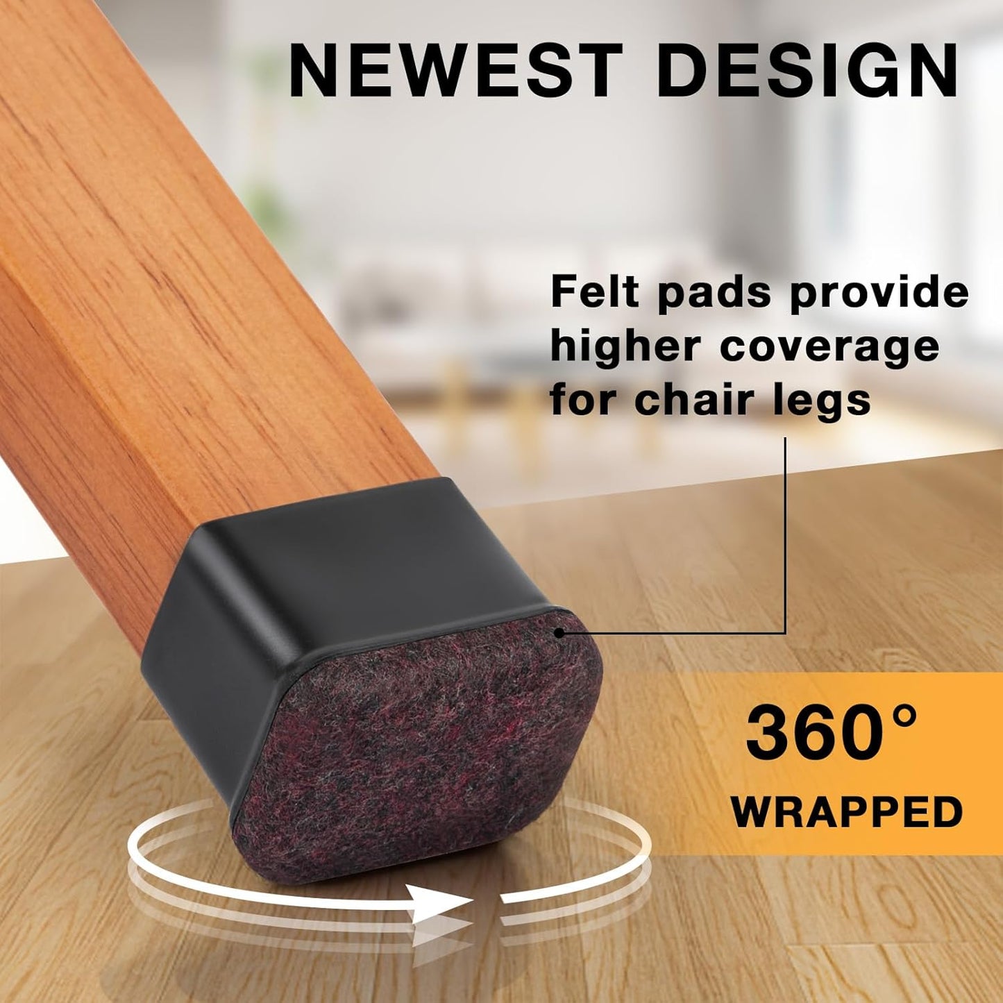 32 Pcs Rectangle Chair Leg Floor Protectors, Silicone Chair Leg Protectors for Hardwood Floors, High Elastic Chair Leg Cover for Chair Table Desk, Protect Wooden Floors from Scratching, Won't Tear