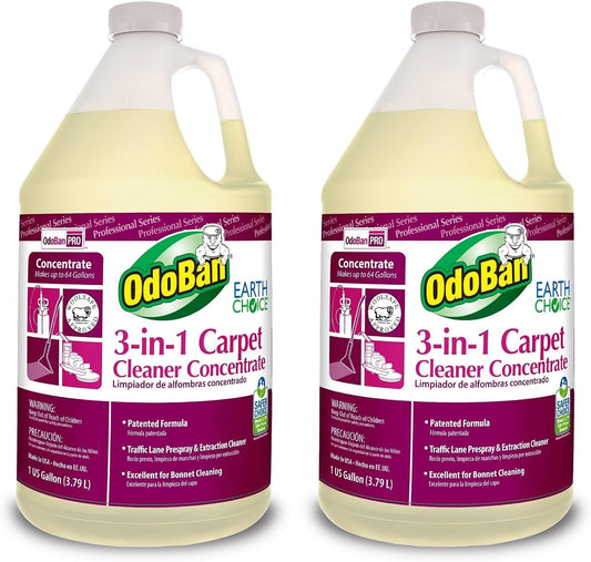 OdoBan Professional Series 3-in-1 Carpet Cleaner Concentrate, Made in the USA, Set of 2, 1 Gallon Each