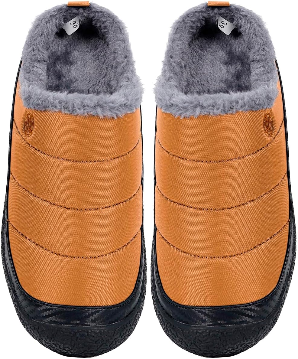 Womens Mens House Slippers Slip on Snow Winter Warm Fully Fur Lined Slippers Indoor Outdoor Shoes