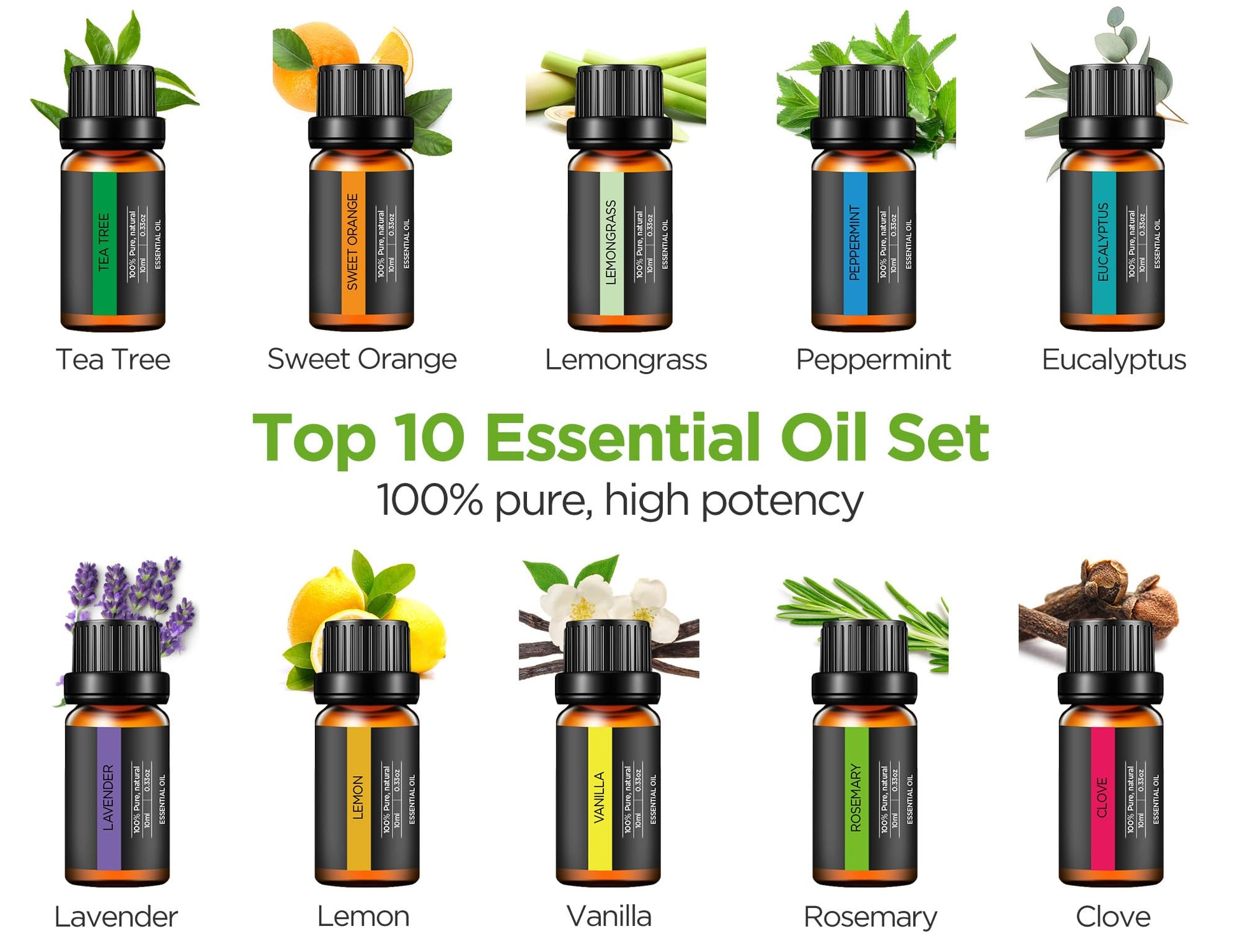 InnoGear 400ml Aromatherapy Essential Oil Diffuser 10 Oils Gift Set, Dark