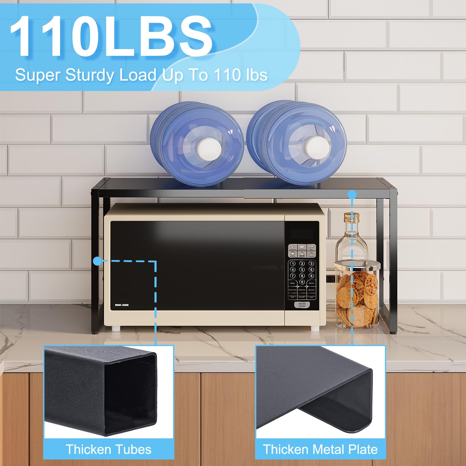 Expandable Metal Storage Shelves, 110LBS Heavy Duty Shelving Units and Storage for Pots Pans Small