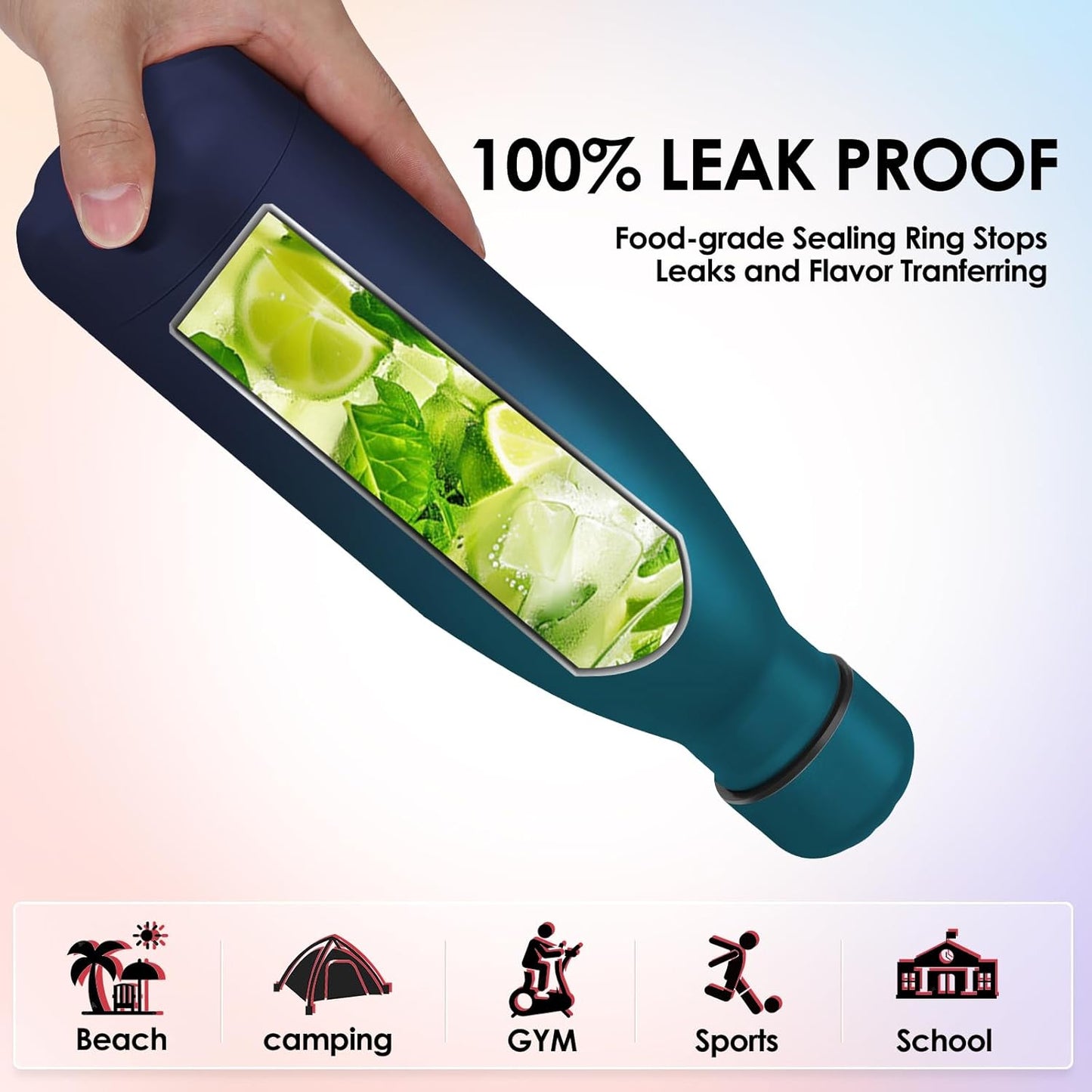 25oz Cola-Bottle Shaped Stainless Steel Leak-proof Water Bottle,Double Wall Vacuum Insulated Metal,Travel Mug For Sports Indoors & Outdoors,BPA-Free School Kid FlaskS,Mix(2 Pack)