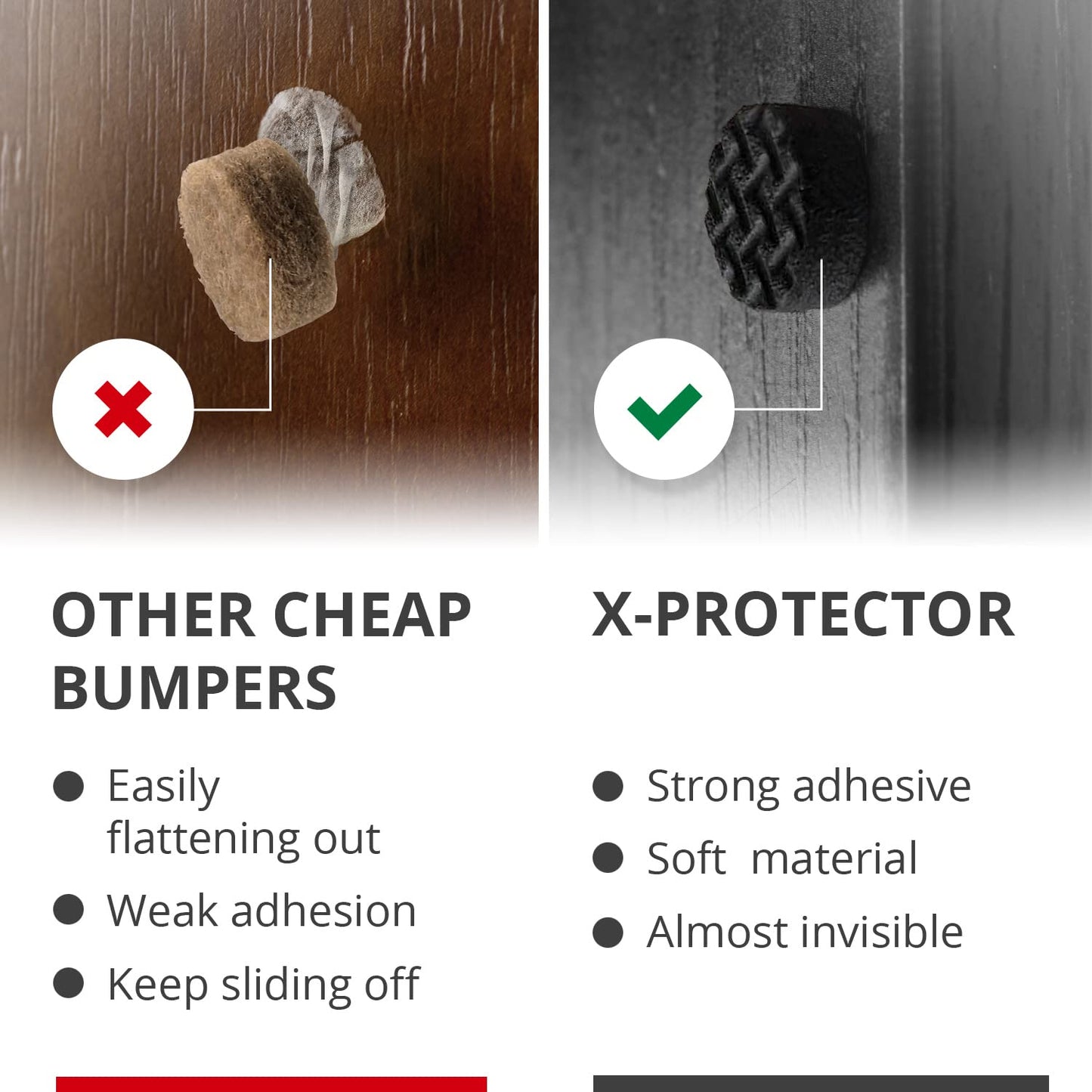 X-Protector Cabinet Door Bumpers 100 PCS Small Black Rubber Pads 3/8' Self-Adhesive Thick Dots Protect Glass & Surfaces