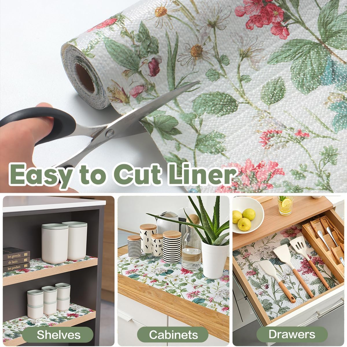 Shelf Liner for Kitchen Cabinets Non Adhesive Drawer Liner,Cabinet Liner for Shelves,Non Slip Kitchen Drawer Liners for Dresser,Waterproof Shelf Paper for Refrigerator,Cupboard,12In x 10FT