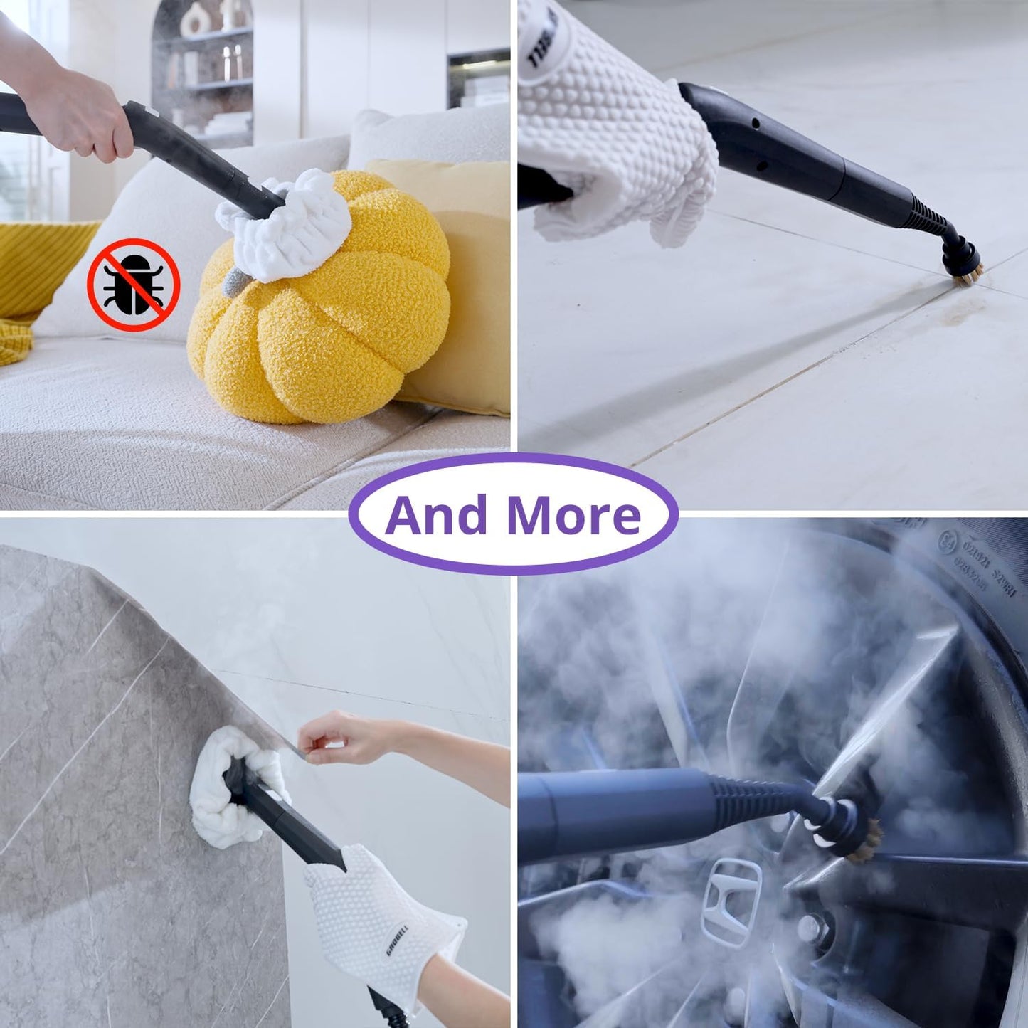 Steam Cleaner: 1650W, Fast 50-Sec Heat-Up-21-Piece Kit Refill Anytime-No Cooling-Detachable Hose Steamer Mop for Home Use Car Bed Furniture Bathroom Tile Grout Floor Cleaning And More White