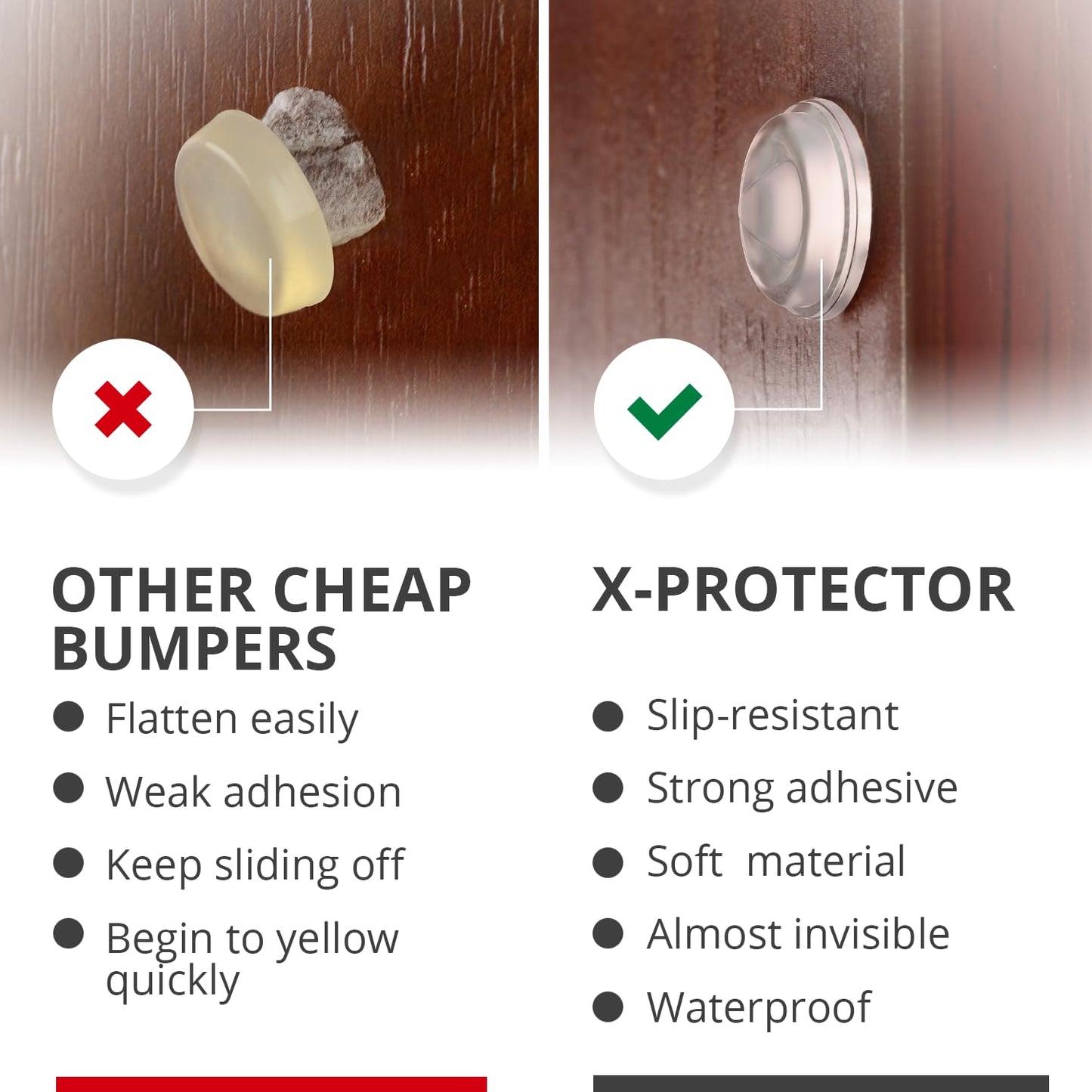 X-Protector Cabinet Door Bumpers 128 PCS – 1/2" Silicone Clear Bumpers – Ideal Cabinet Bumpers – Self-Adhesive Thick Door Silencer – Bumper Pads to Protect Glass & Other Surfaces!