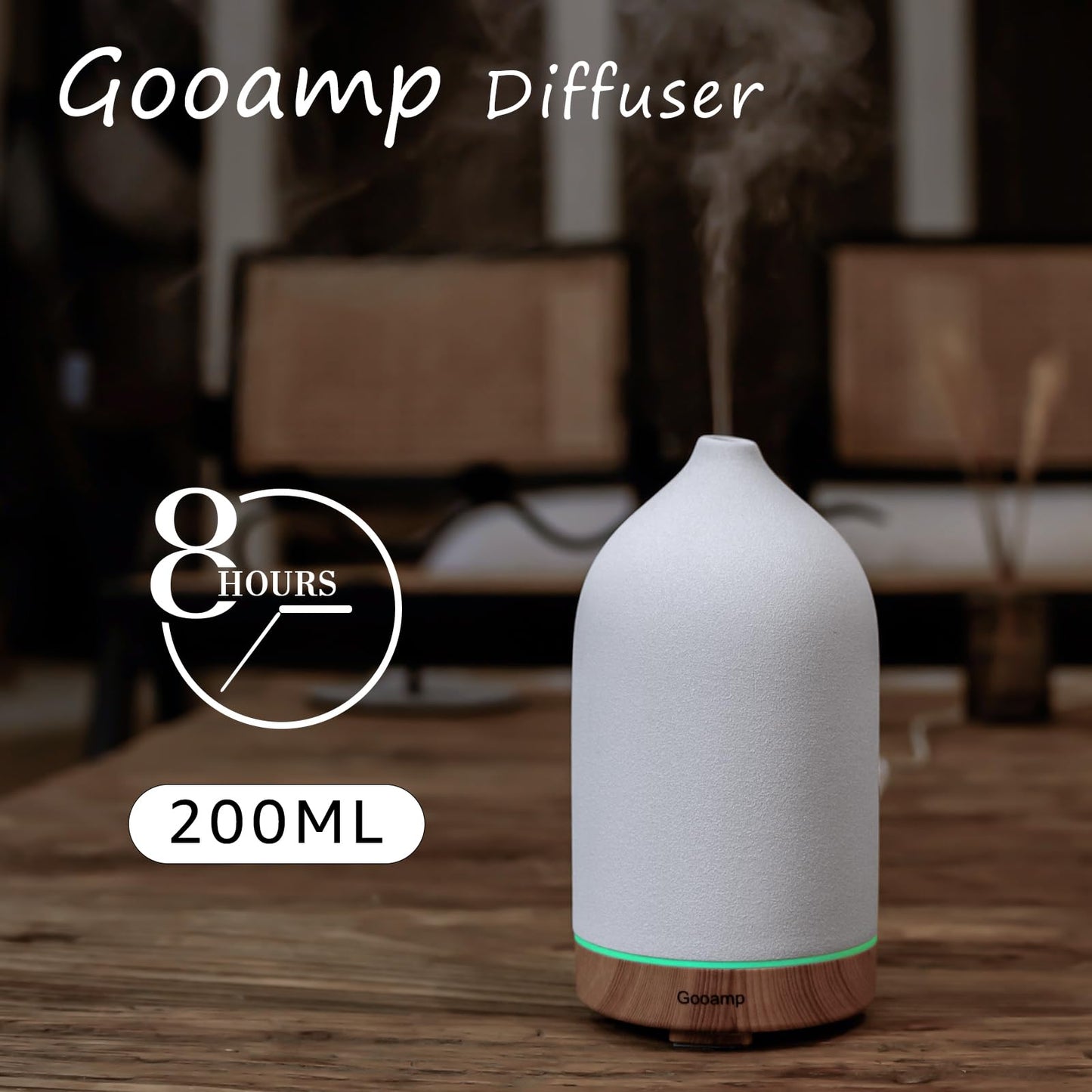 Gooamp 200ML Ceramic Essential Oil Diffuser for Home, Stone Diffuser