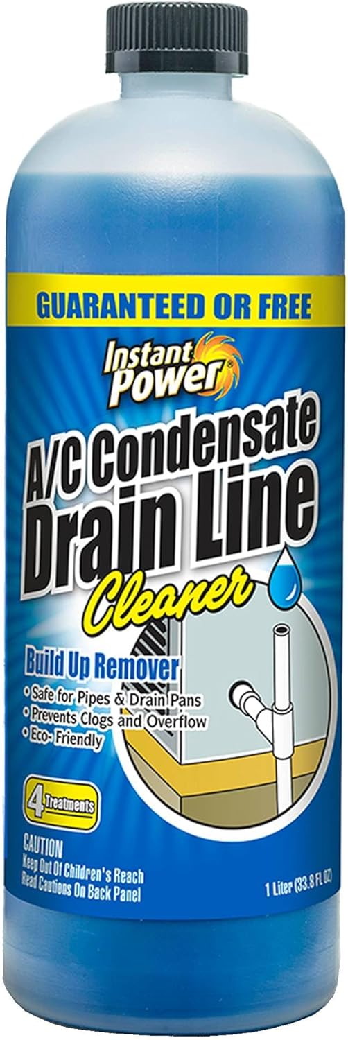 Instant Power A/C Condensate Drain Line Cleaner - AC & HVAC Unclogger for Air Conditioner Drain Lines, Prevents Odors & Water Damage, Safe for Pipes & Septic Systems - 32 oz (Pack of 1)