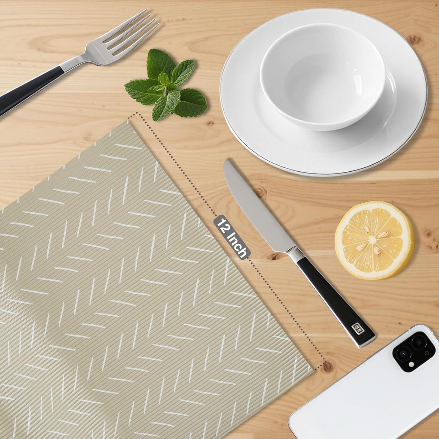 Glotoch Premium Non Slip Shelf Liner, Non Adhesive Drawer Liner, Waterproof Shelf Liners for Kitchen Cabinets, Drawer, Fridge, Wire Shelving, Pantry-12" X240", Heavy Duty, Beige Herringbone