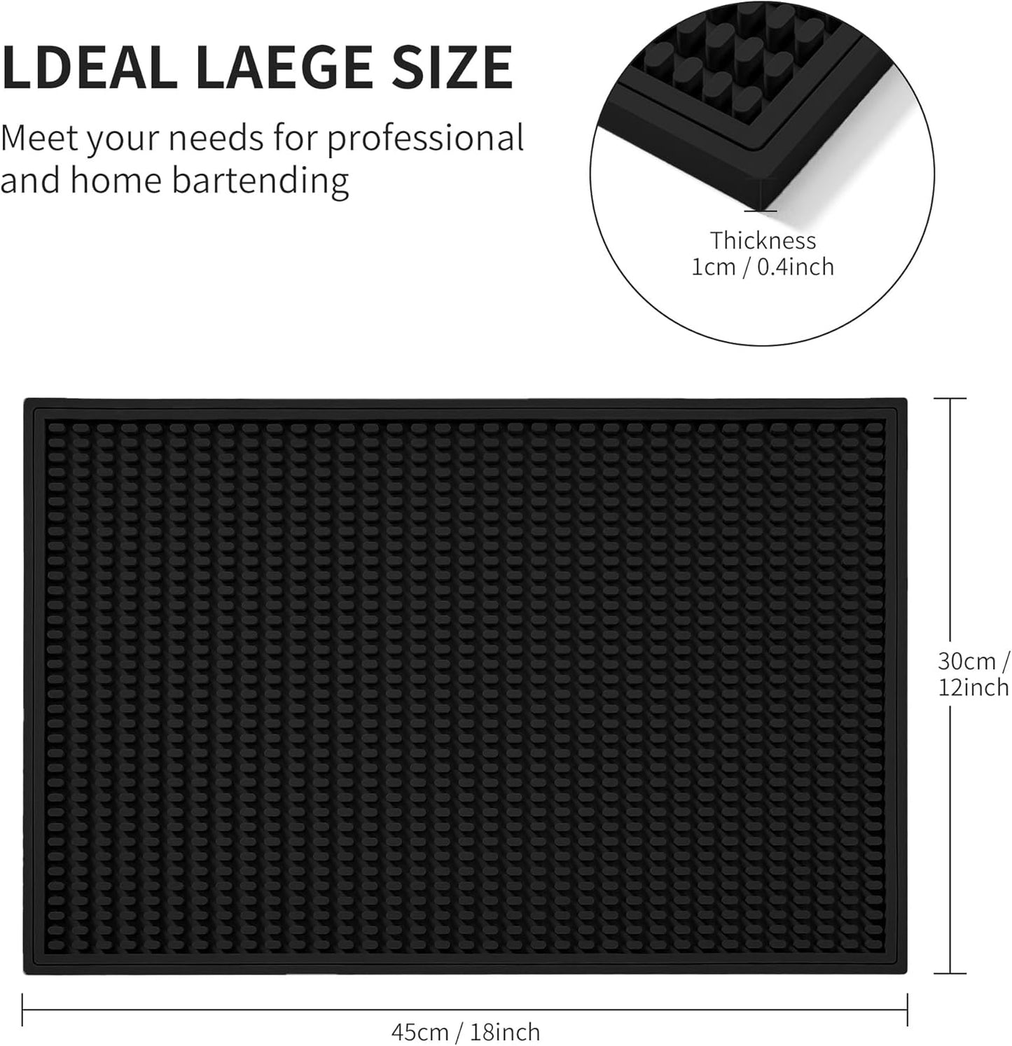 dish drying mat - 18" x 12" Black silicone drying mat , kitchen counter dish drying mats,rubber dish drying mat, Applies to bar mat、coffee mat