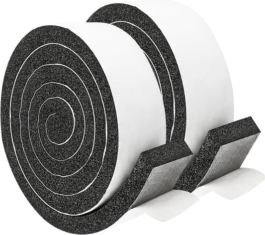 2 Rolls 1 Inch W 3/8 Inch T Weather Stripping Air Conditioner Open Cell Foam Seal Tape, Window