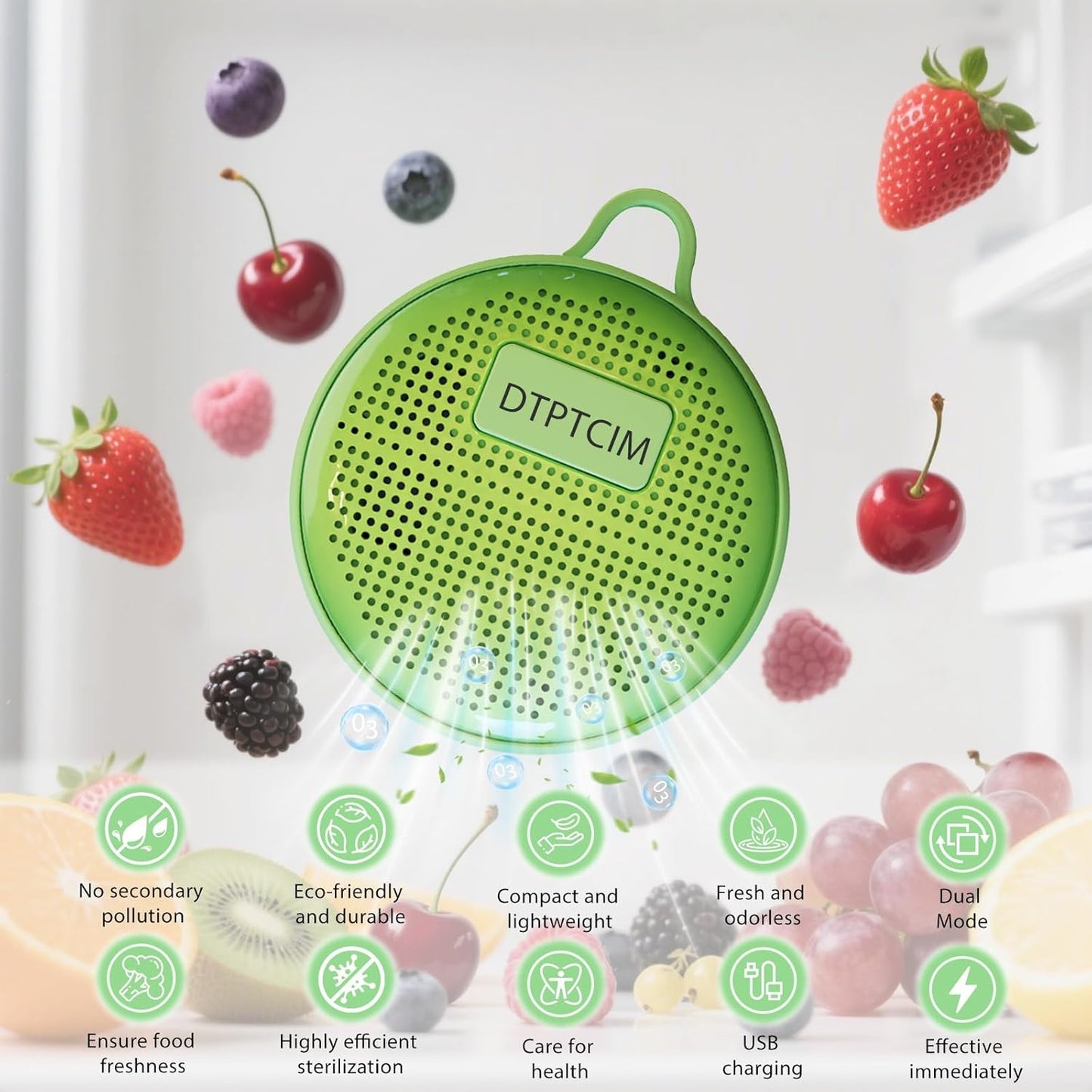 Refrigerator Deodorizer for Strong Odors,USB Charging Lasts 10+ Years Works in Cars Shoe Closets Pet Areas More Effective Than Traditional Deodorizers Green