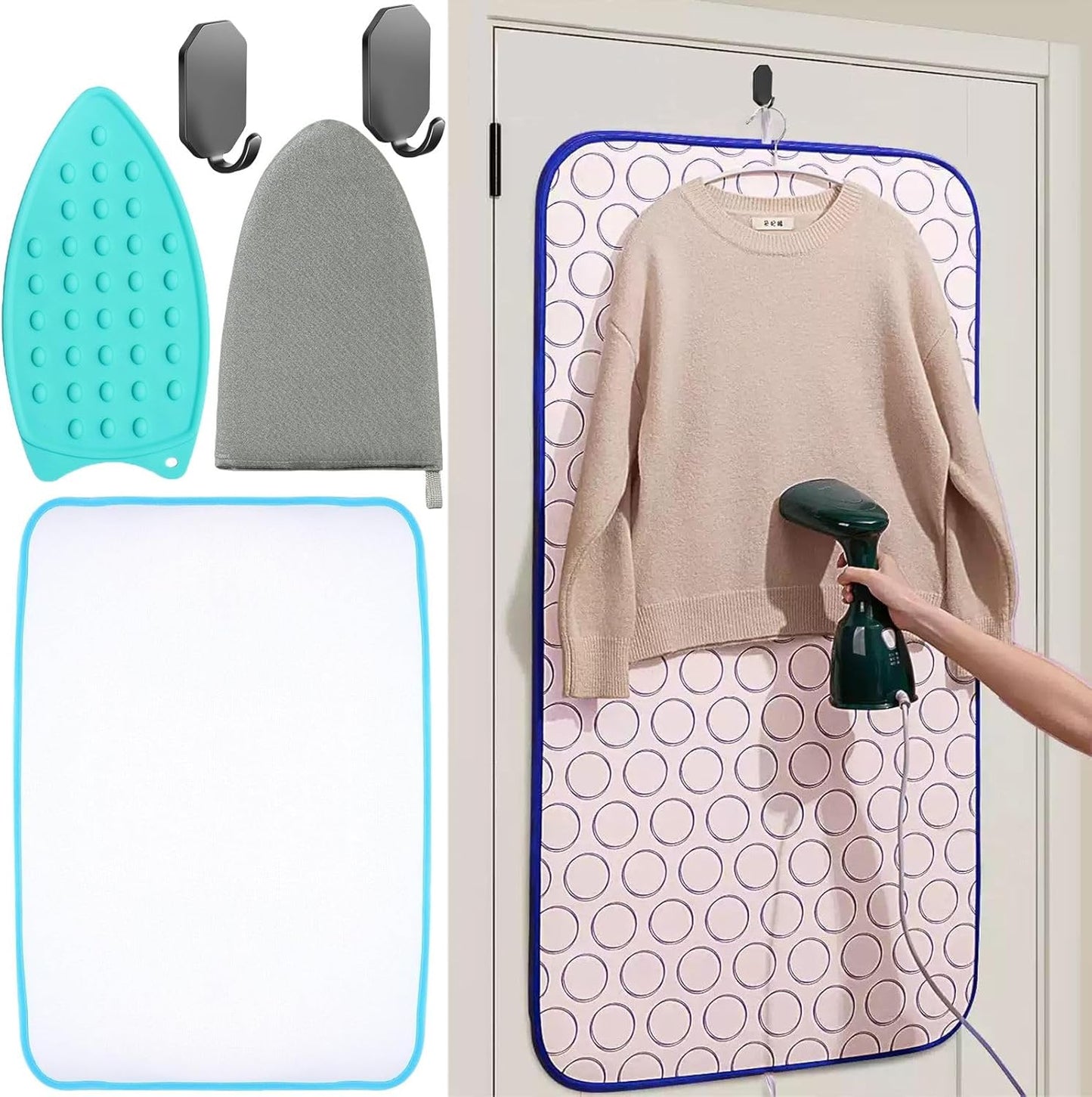 Portable Ironing Mat for Table Top Iron Pad for Countertop Thick Ironing Blanket Over The Door Steamer Pad Washer Dryer Heat Resistant Mat Travel Ironing Board (Large 47.2"x23.6")