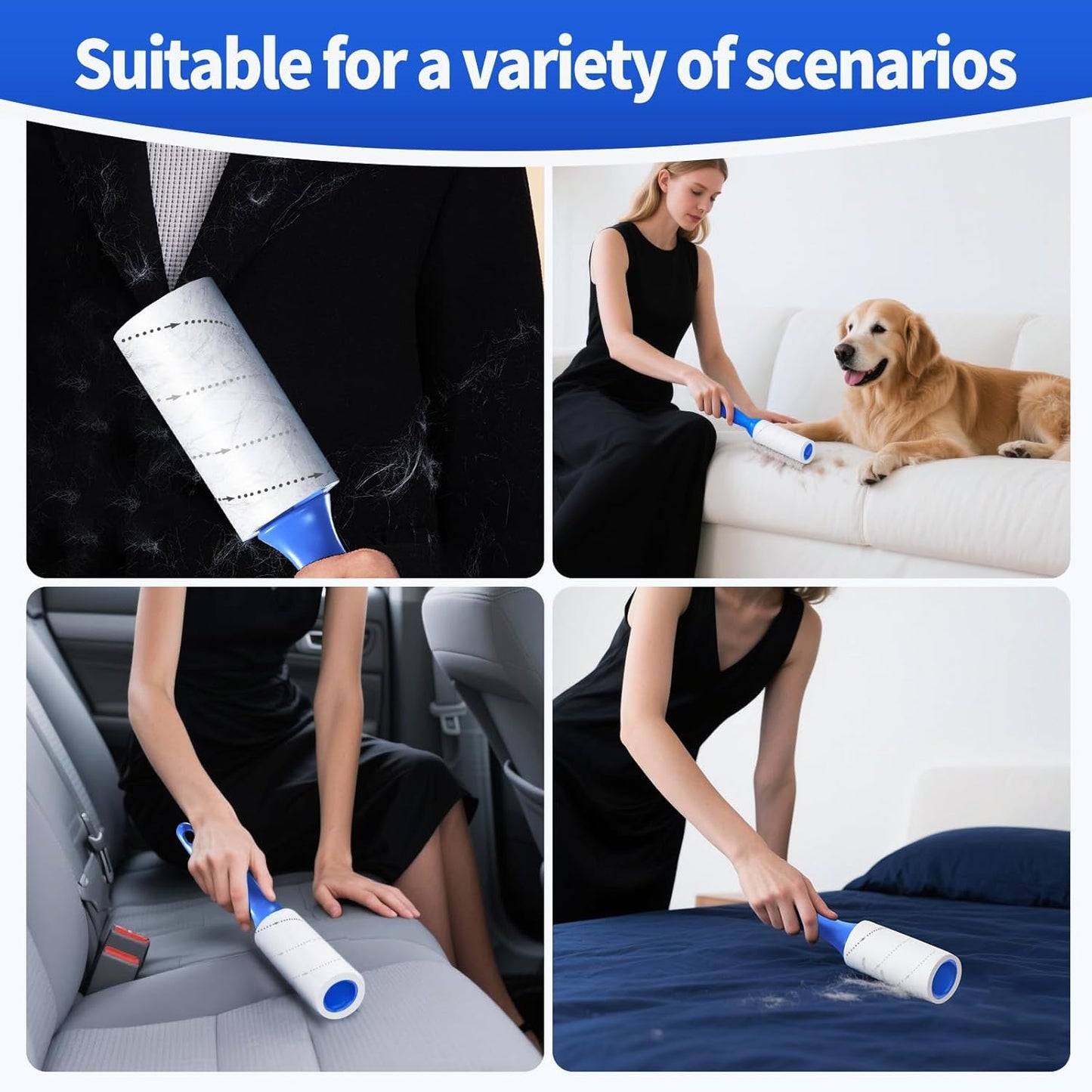 lint Rollers for pet Hair Extra Sticky Heavy Duty Lent Roller for Dog and Cat Remover for Couch Clothes Furniture Furniture Carpet Animal Fur Fuzz Mega Value Set Refills 960Sheets 8Pack