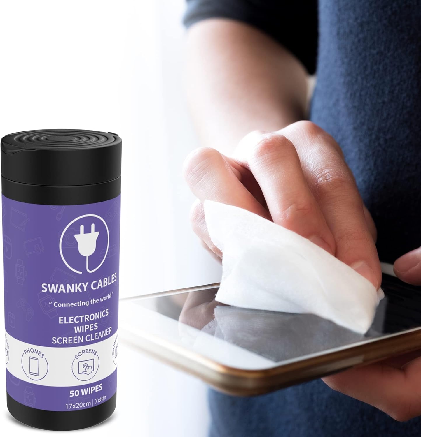 Screen Cleaner Wipes: Electronic Wipes for Screens - Computer Screen Wipes for Lens, Phone, TV Screen and Monitor Cleaning - Tech Wipes & Microfiber Cloth (Canister, 600 Count)