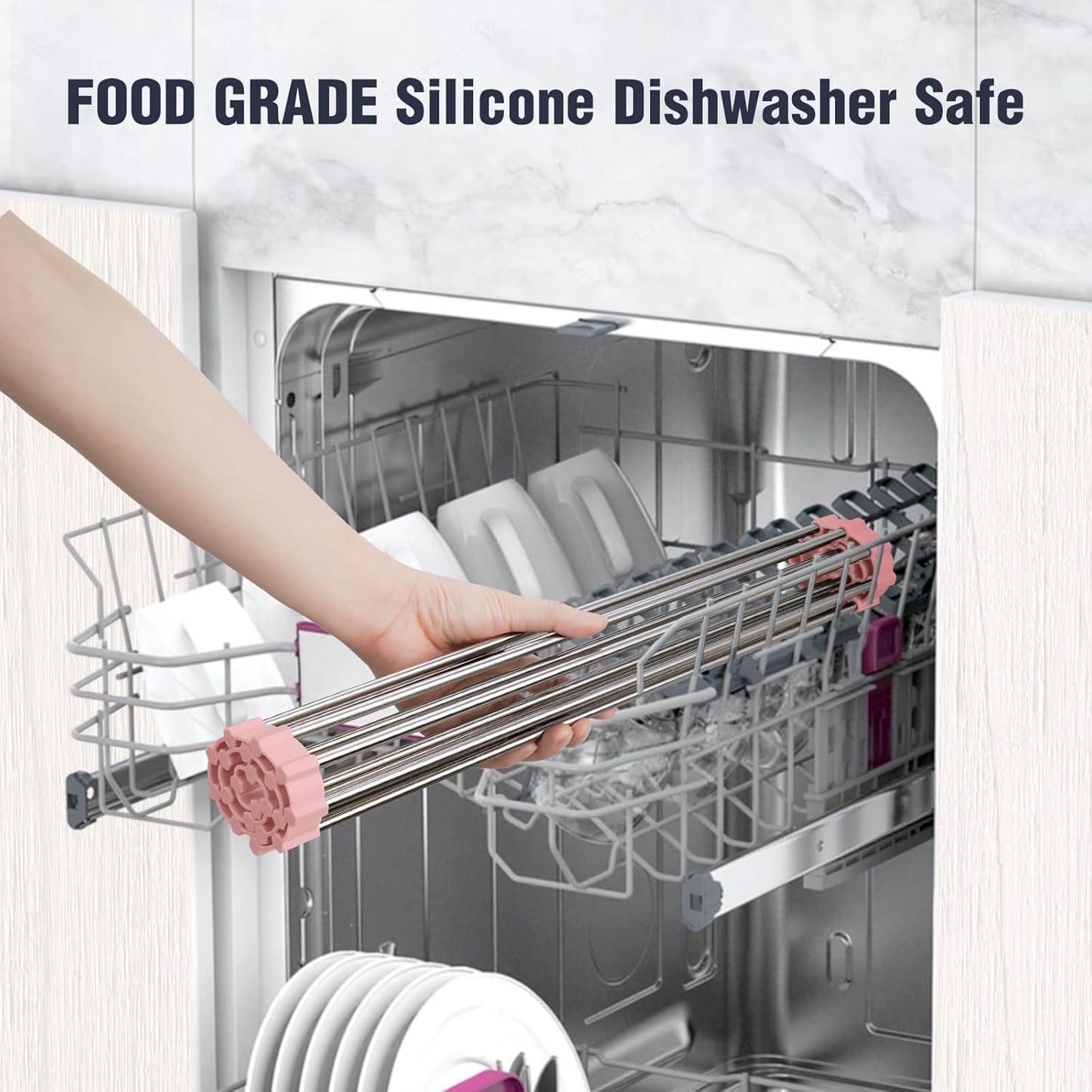 Tomorotec 17.7" x 12.5" Roll Up Dish Drying Rack Over Sink Drying Rack Sink Cover Kitchen Sink Accessories Gadget Multipurpose Organizer Foldable Stainless Steel Drainer