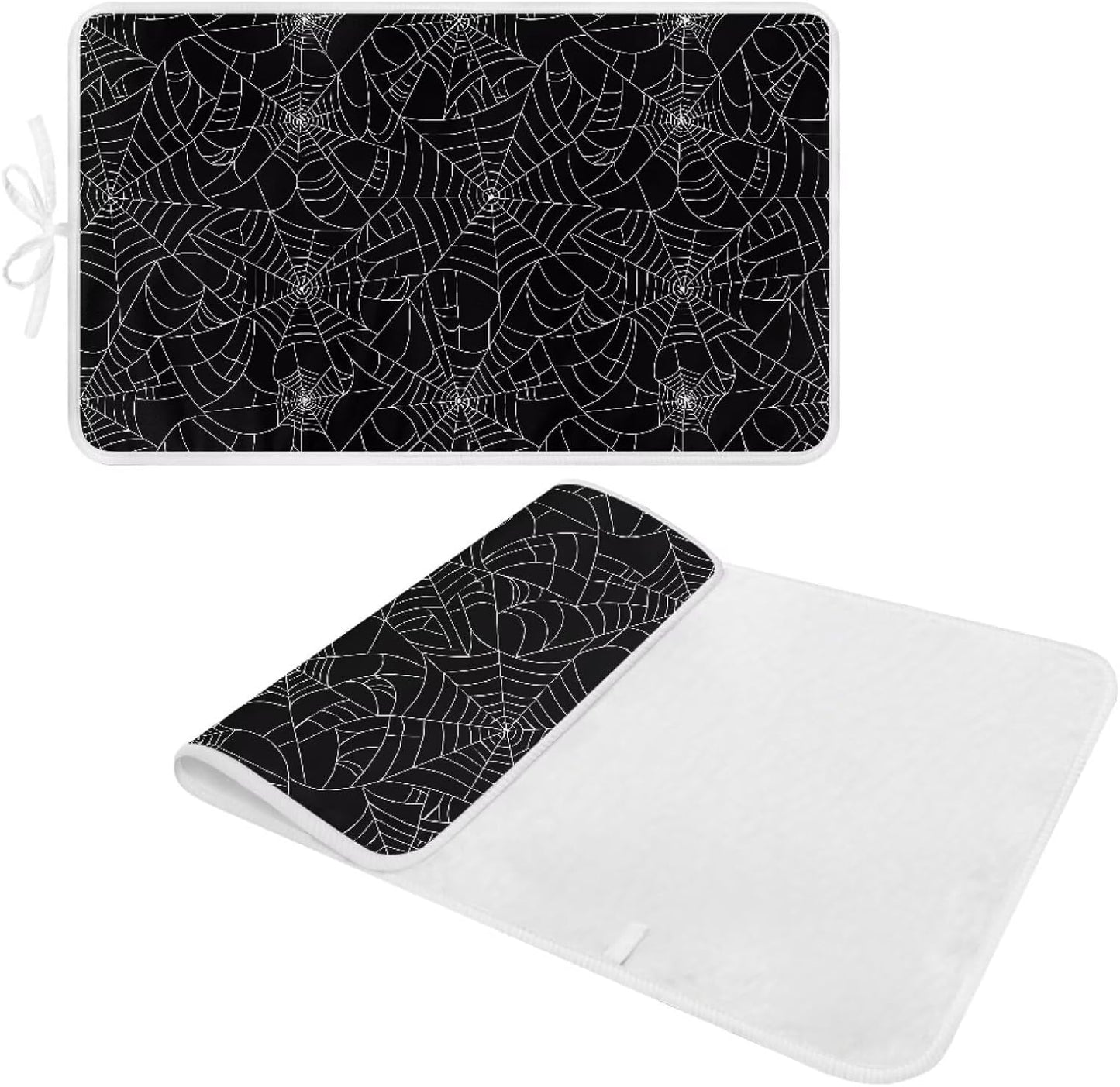 Spider Web Ironing Mat Black Heat Resistant Ironing Blanket Thick Portable Travel Ironing Pad for Table Top Washer and Dryer,Large Foldable Ironing Padding 32 x 16 Inch