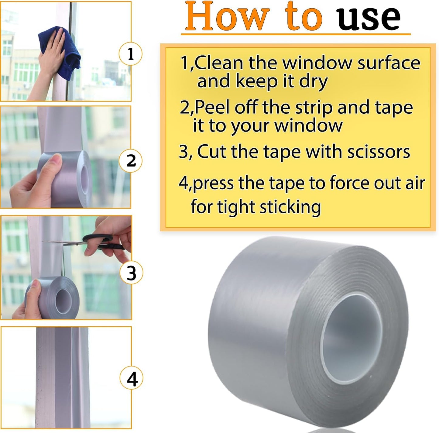 Window Insulation for Winter Weather Sealing Tape 2 Inch x 50 Yards Weather Stripping Residue Free Draft Isolation Sealing Film Tape for Doors Windows and Shower Glass Gaps Gray Color