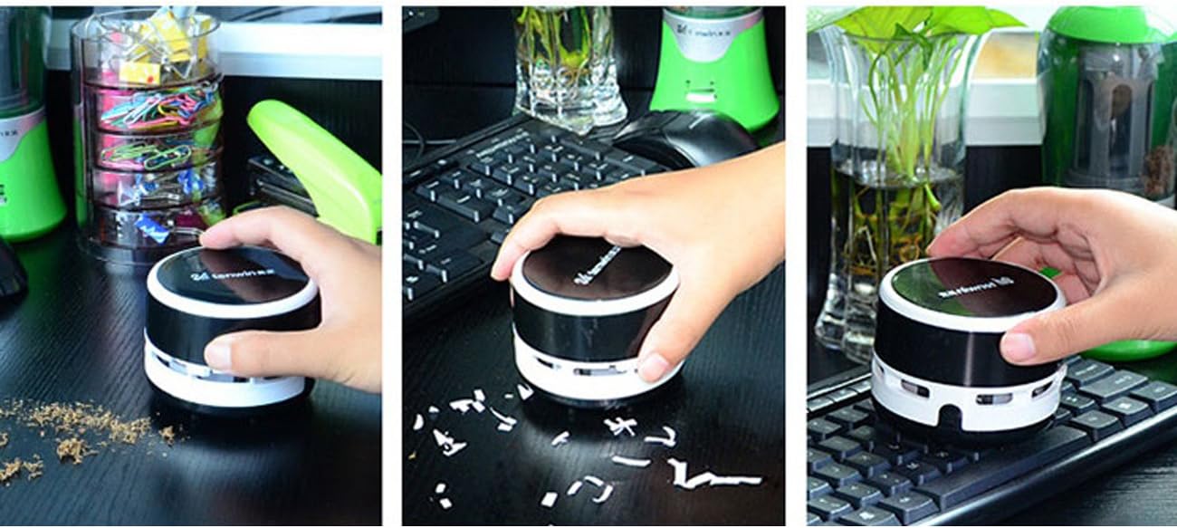Ogrmar Portable Cordless Mini Desktop Vacuum Desk Dust Cleaner/Dust Sweeper for Home Office Keyboard (Black)