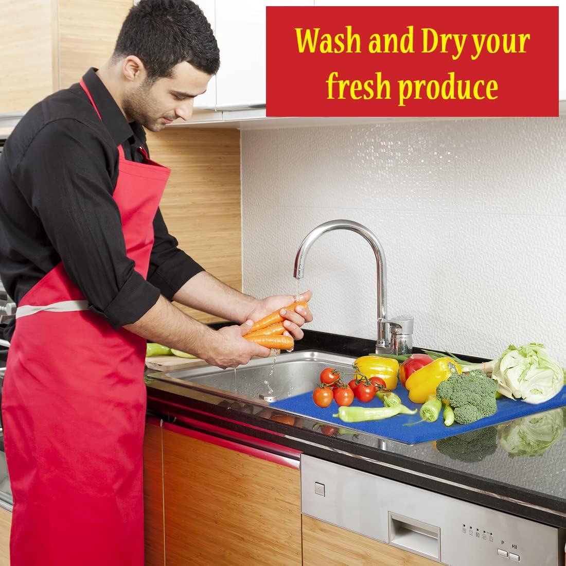 Dualplex® Fruit & Veggie Life Extender Liner for Fridge Refrigerator Drawers, 12x15 Inches (4 Pack) – Extends The Life of Your Produce & Prevents Spoilage (Blue)