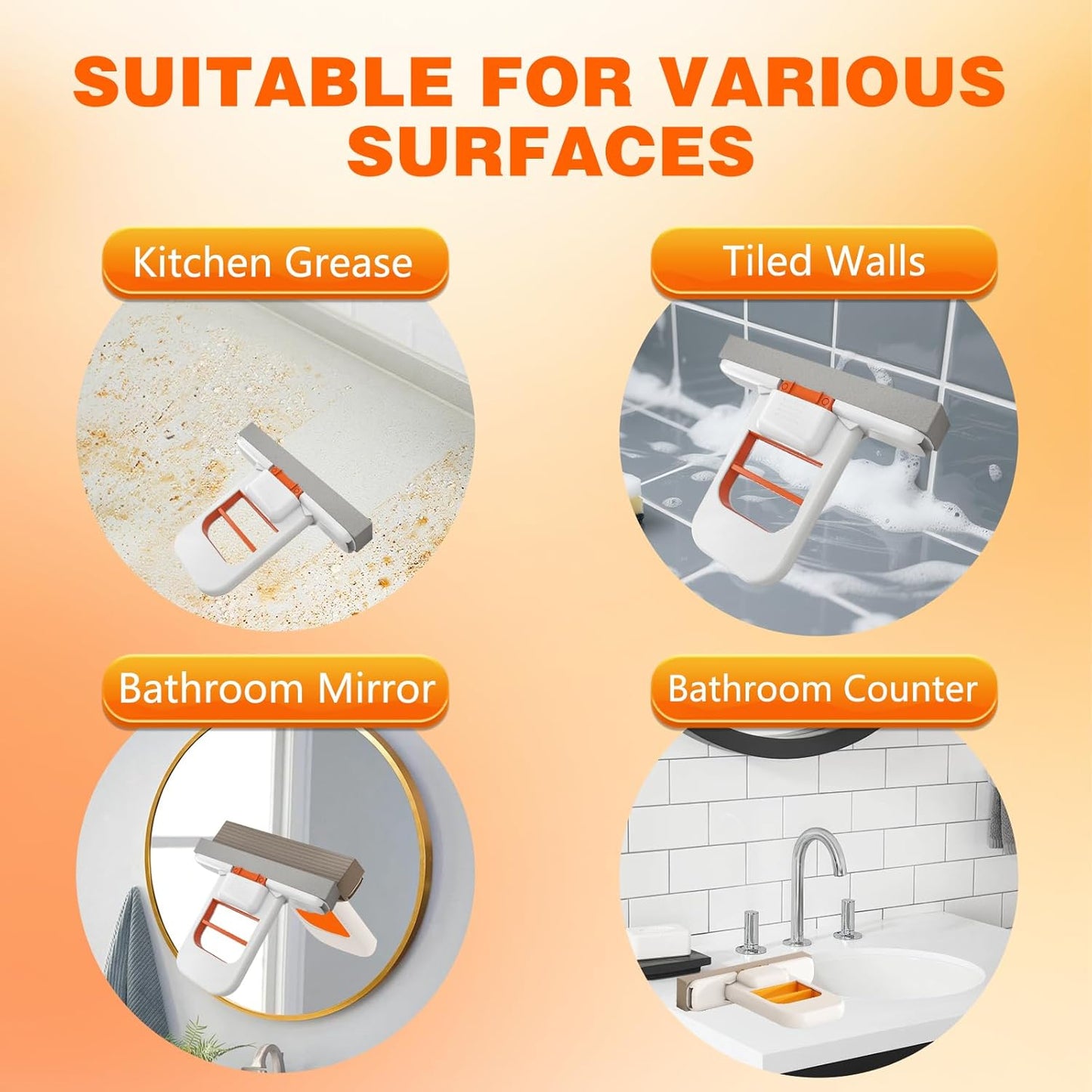 2Pcs Mini Foldable Desktop Mop,Self Squeezing Sponge Mop,Portable Versatile Mop Wet and Dry Use for Small Spaces, Bathroom, Kitchen,Desktop,Glass