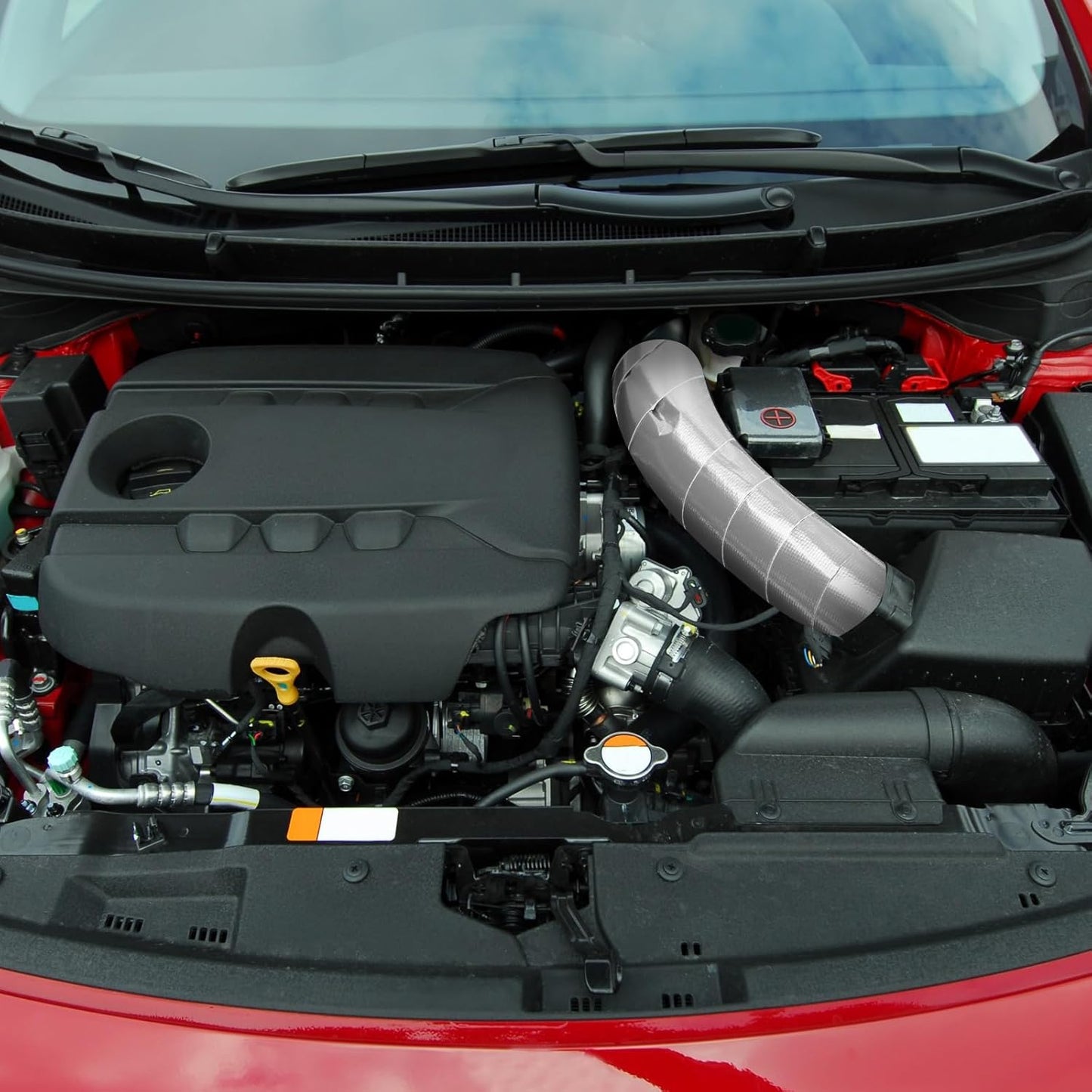 Zonon 2 Rolls Aluminum Foil Tape Heat Shield Tape Barrier Adhesive Reflective Fiberglass Thermal Insulation Reflective Material High Temp Protection(Silver,4 Inch X 16.4 ft)