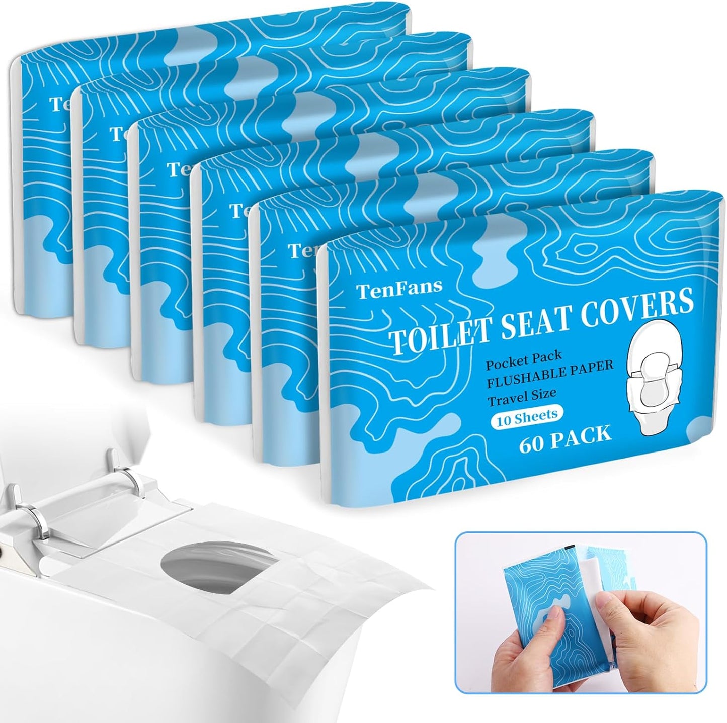 Toilet Seat Covers (60 pack), XL Flushable and Biodegradable Paper Cover Disposable for Adult and Kids’ Potty Training, Great for Airplane, Travel Seats, Public Restroom and Camping