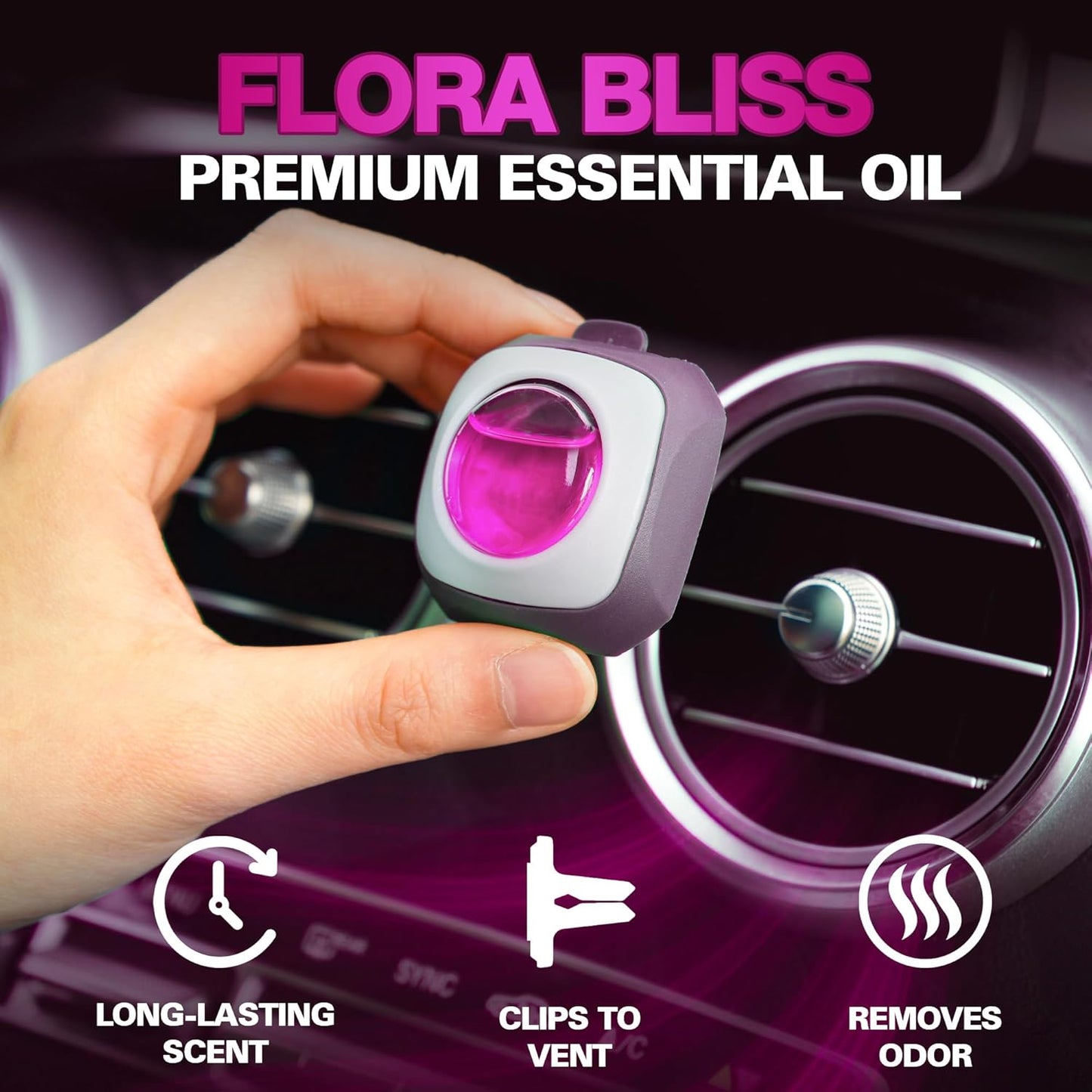 Air Jungles Flora Bliss Scent Car Air Freshener Clip, 6 Vent Clips, 4ml Each, Long Lasting Air Freshener, Up to 180 Days Car Refresher Odor Eliminator