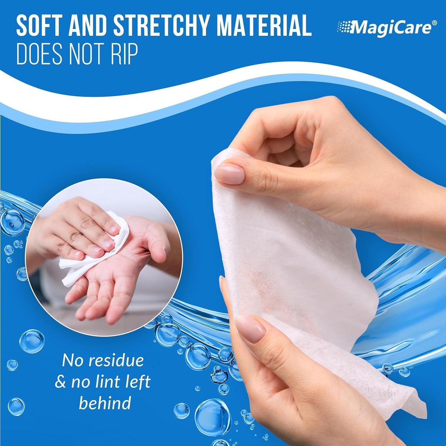 MagiCare 75% Large Alcohol Wipes (2 Canisters) - Hand Sanitizing Wipes - Hand Sanitizer Wipe, Unscented, Premium - Home, Classroom, Camping - 2, 100ct Canisters (200pcs)