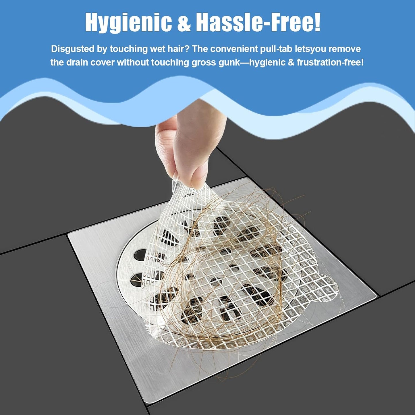 30 Pack Disposable Shower Drain Hair Catcher Hair Trap Drain Covers 4.3” Extra-Wide Mesh Hair Catcher for Shower, Sink, Laundry & Bathtub