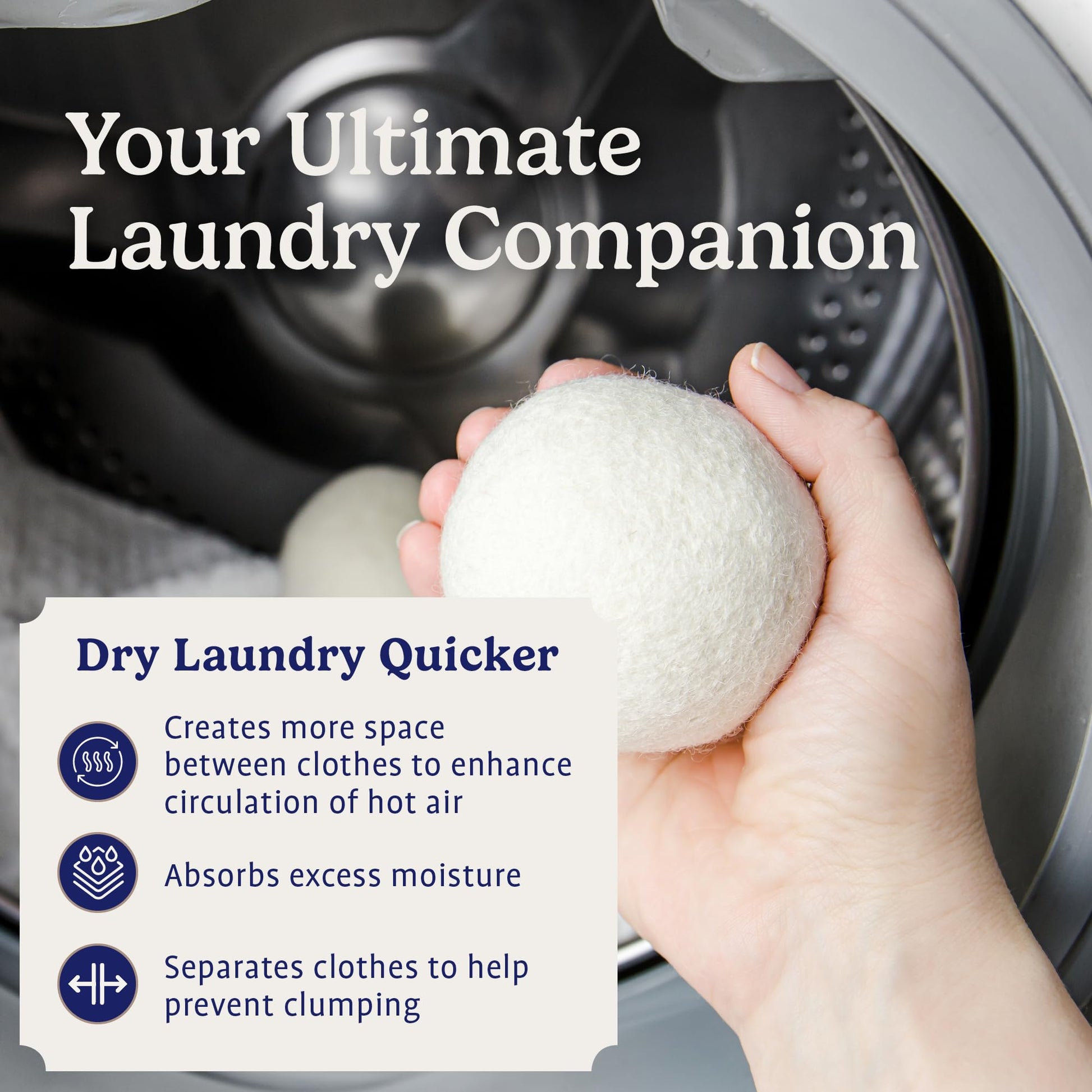 Handy Laundry Wool Dryer Balls - 2.5 Inch - Natural Fabric Softener, Reusable, Reduces Clothing